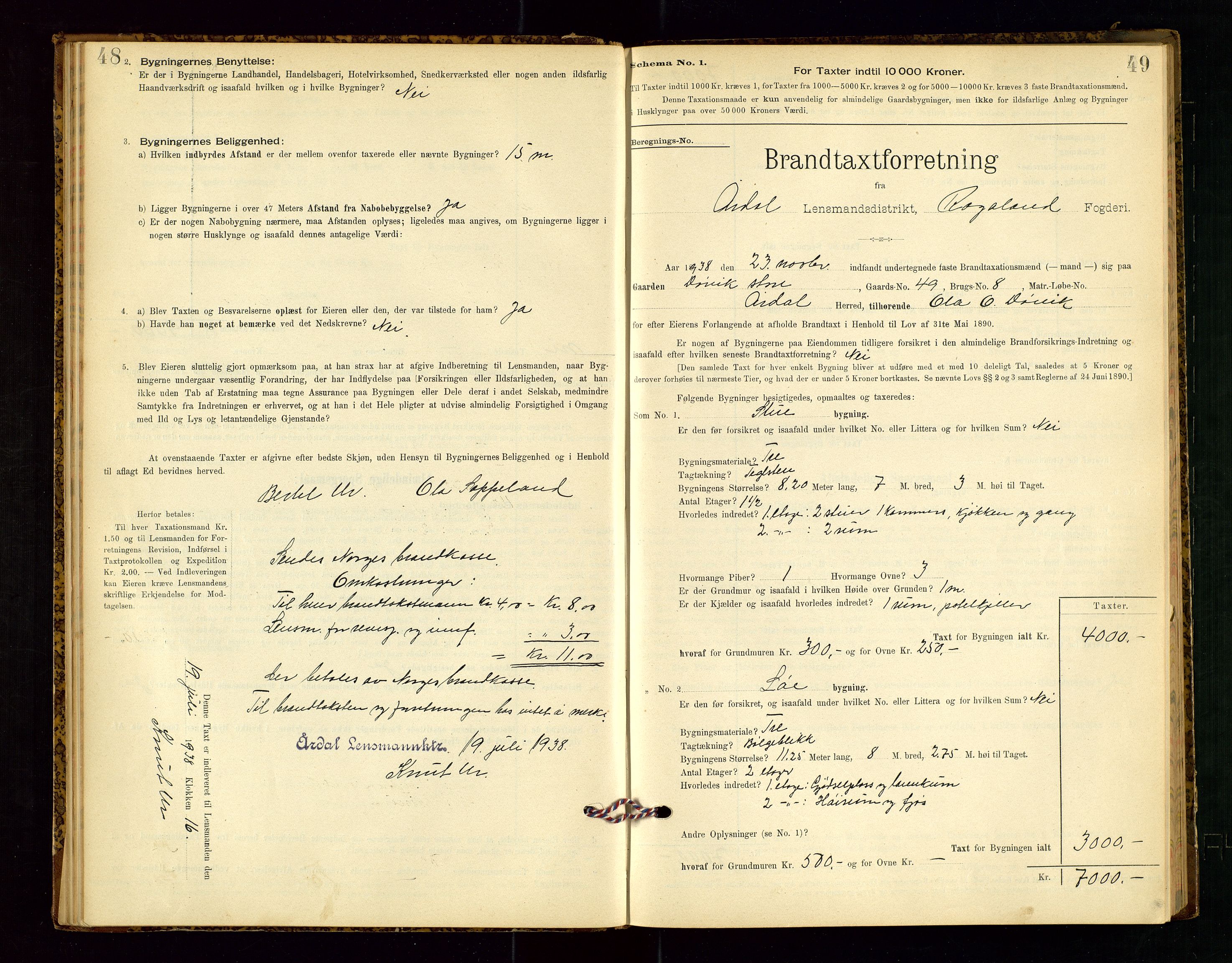 Årdal lensmannskontor, AV/SAST-A-100453/Gob/L0001: "Brandtaxationsprotokol", 1897-1950, p. 48-49