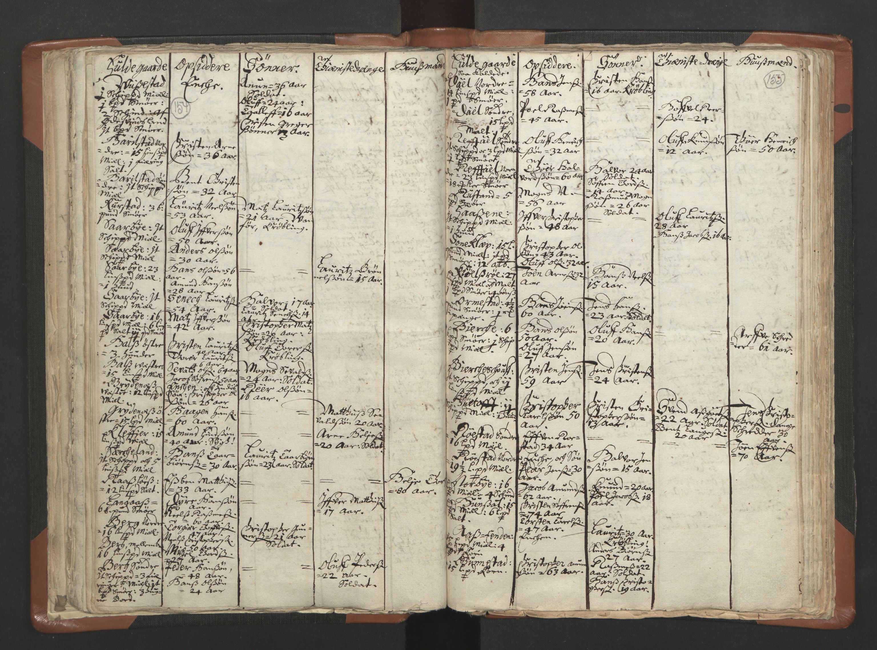 RA, Vicar's Census 1664-1666, no. 10: Tønsberg deanery, 1664-1666, p. 154-155