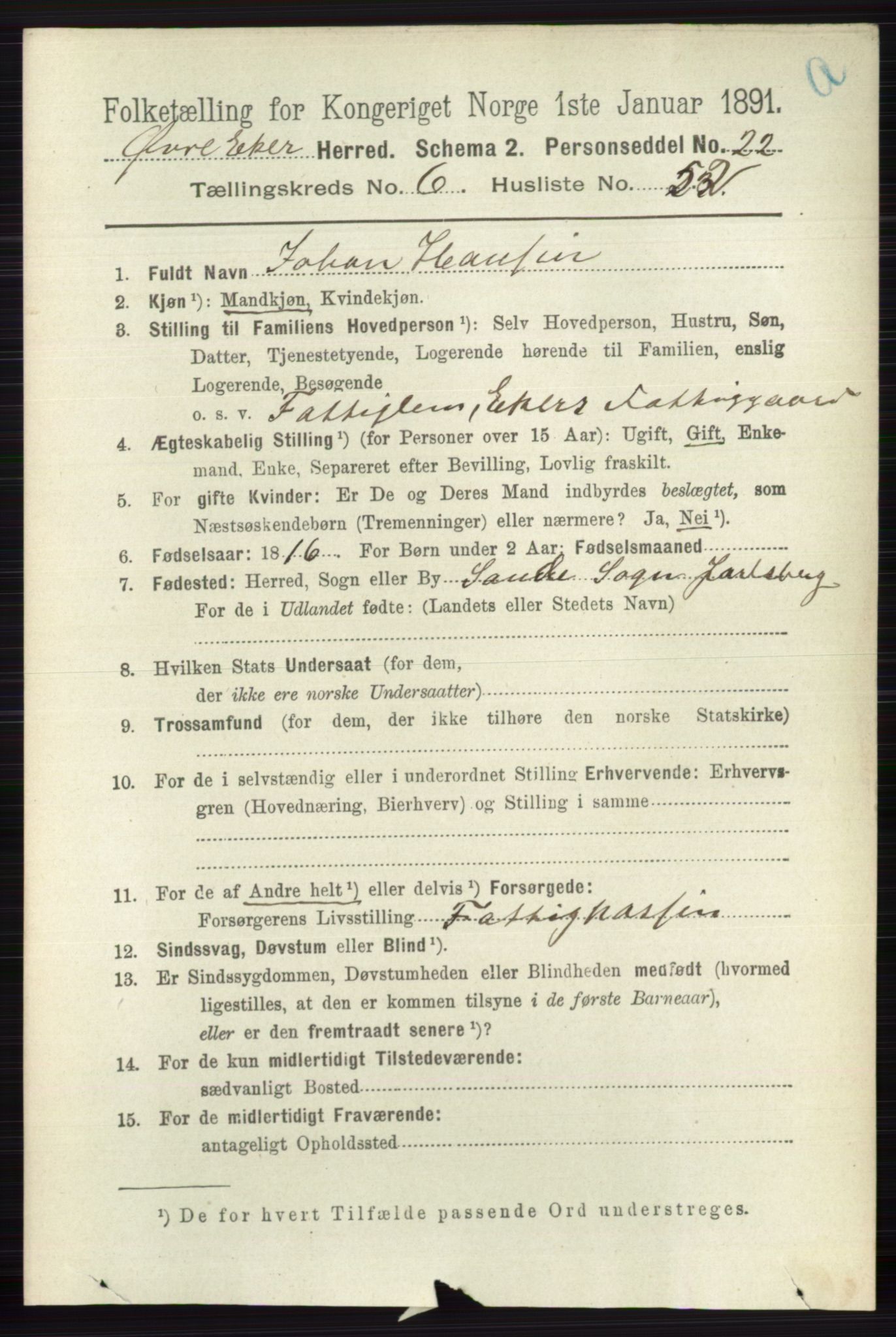 RA, 1891 census for 0624 Øvre Eiker, 1891, p. 2531