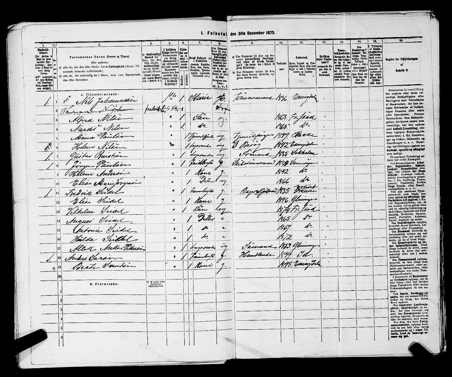 RA, 1875 census for 0103B Fredrikstad/Fredrikstad, 1875, p. 1685
