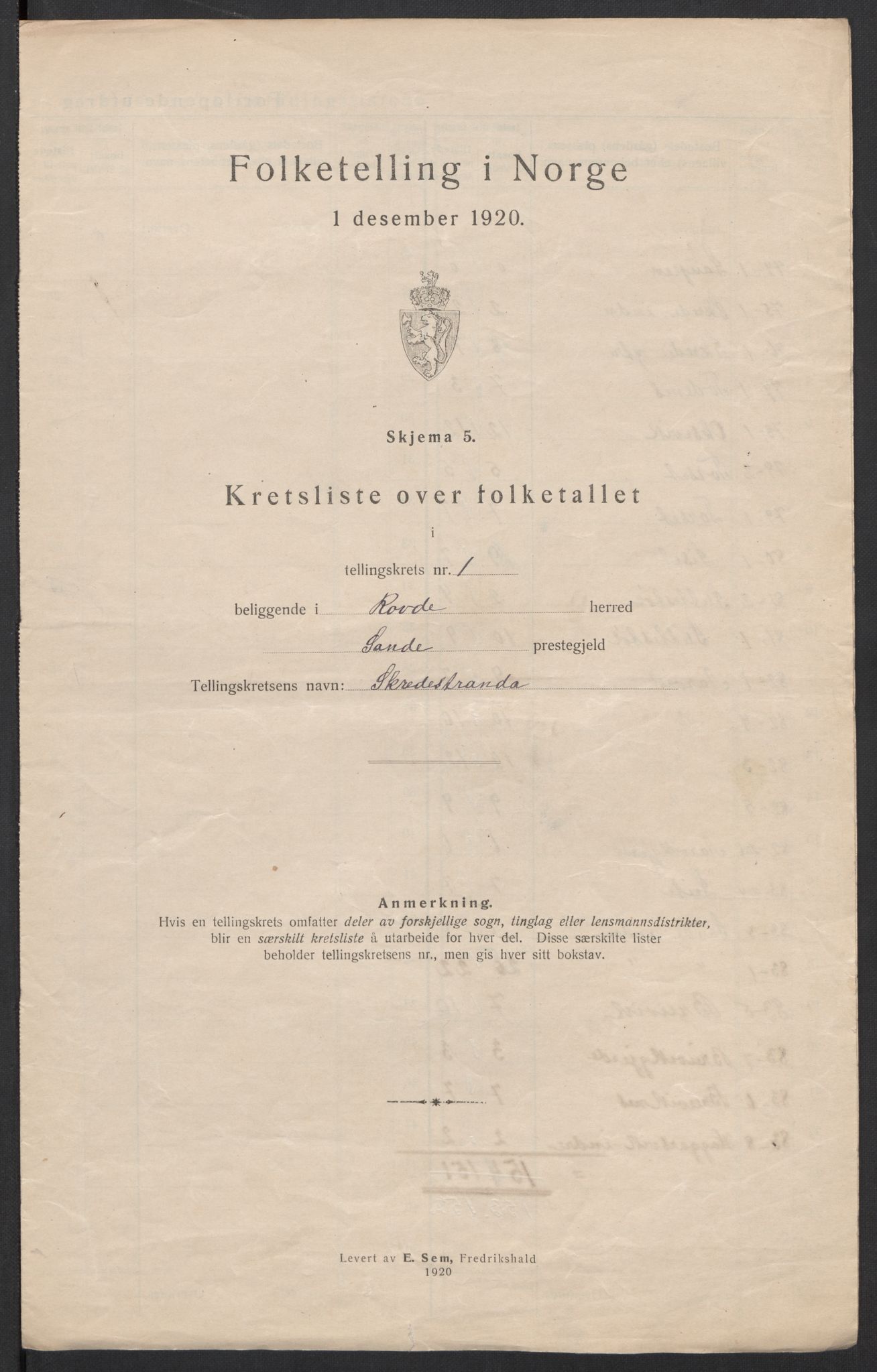 SAT, 1920 census for Rovde, 1920, p. 8