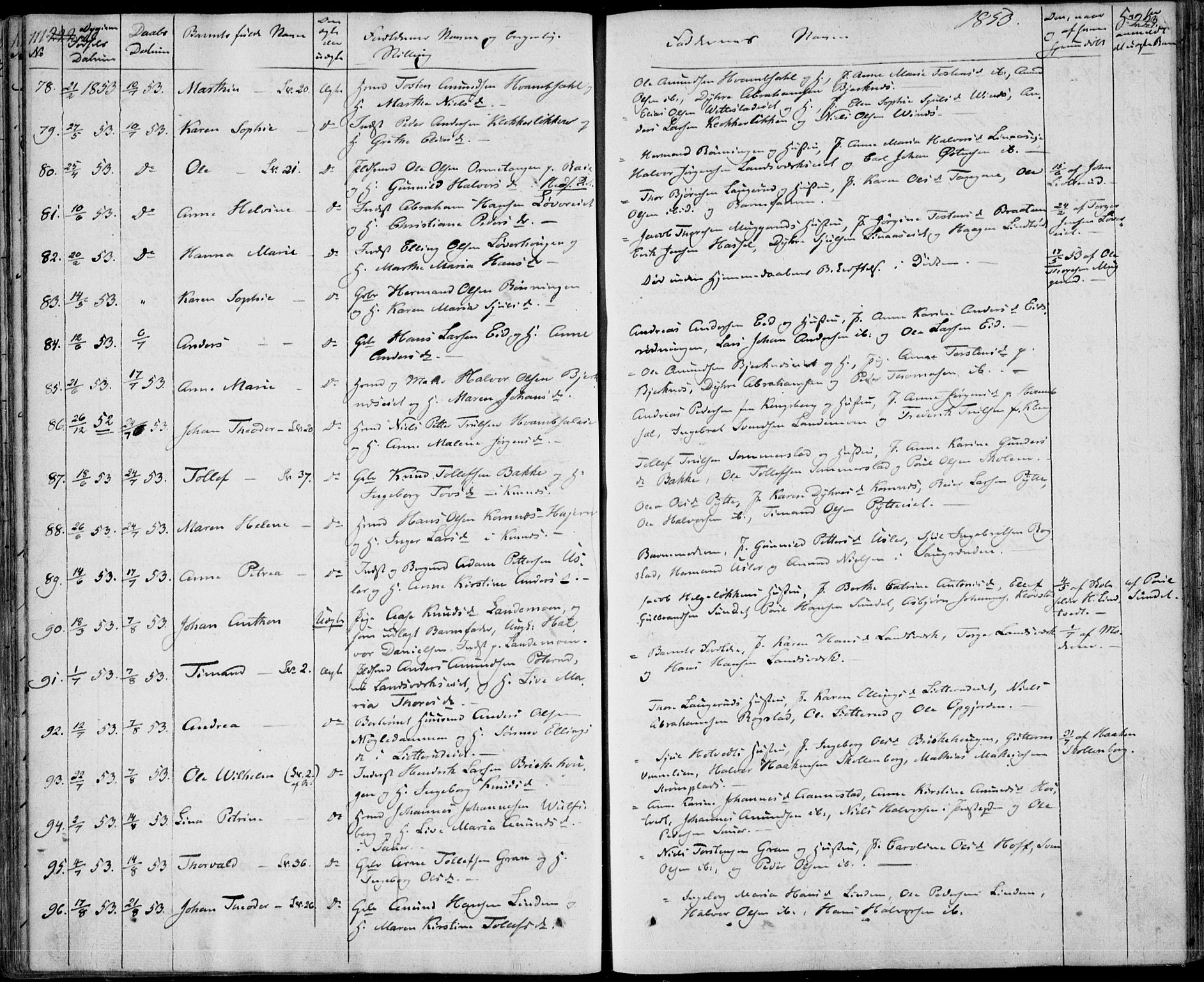 Sandsvær kirkebøker, AV/SAKO-A-244/F/Fa/L0005: Parish register (official) no. I 5, 1840-1856, p. 222-223