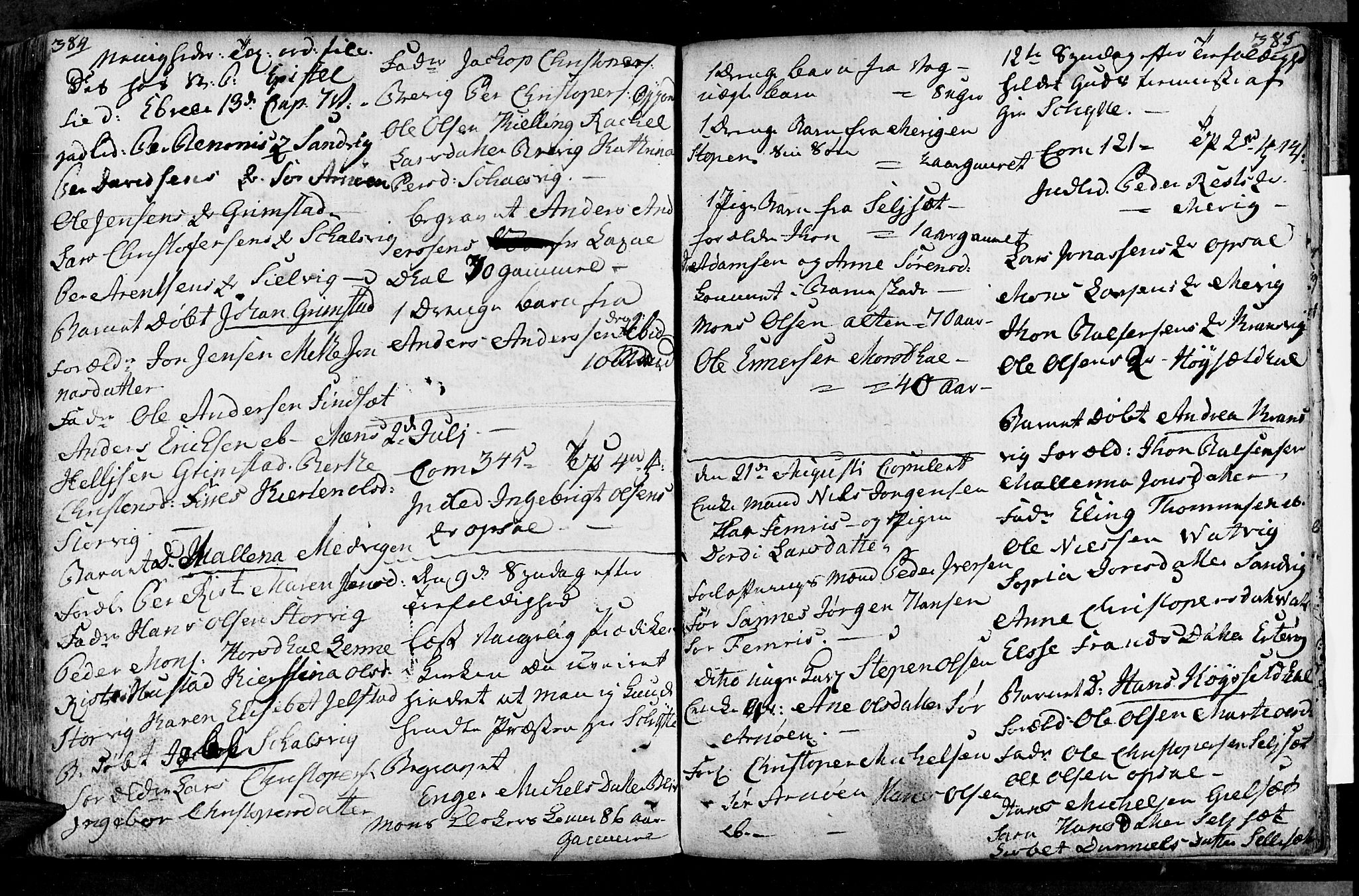 Ministerialprotokoller, klokkerbøker og fødselsregistre - Nordland, AV/SAT-A-1459/805/L0094: Parish register (official) no. 805A01, 1773-1804, p. 384-385