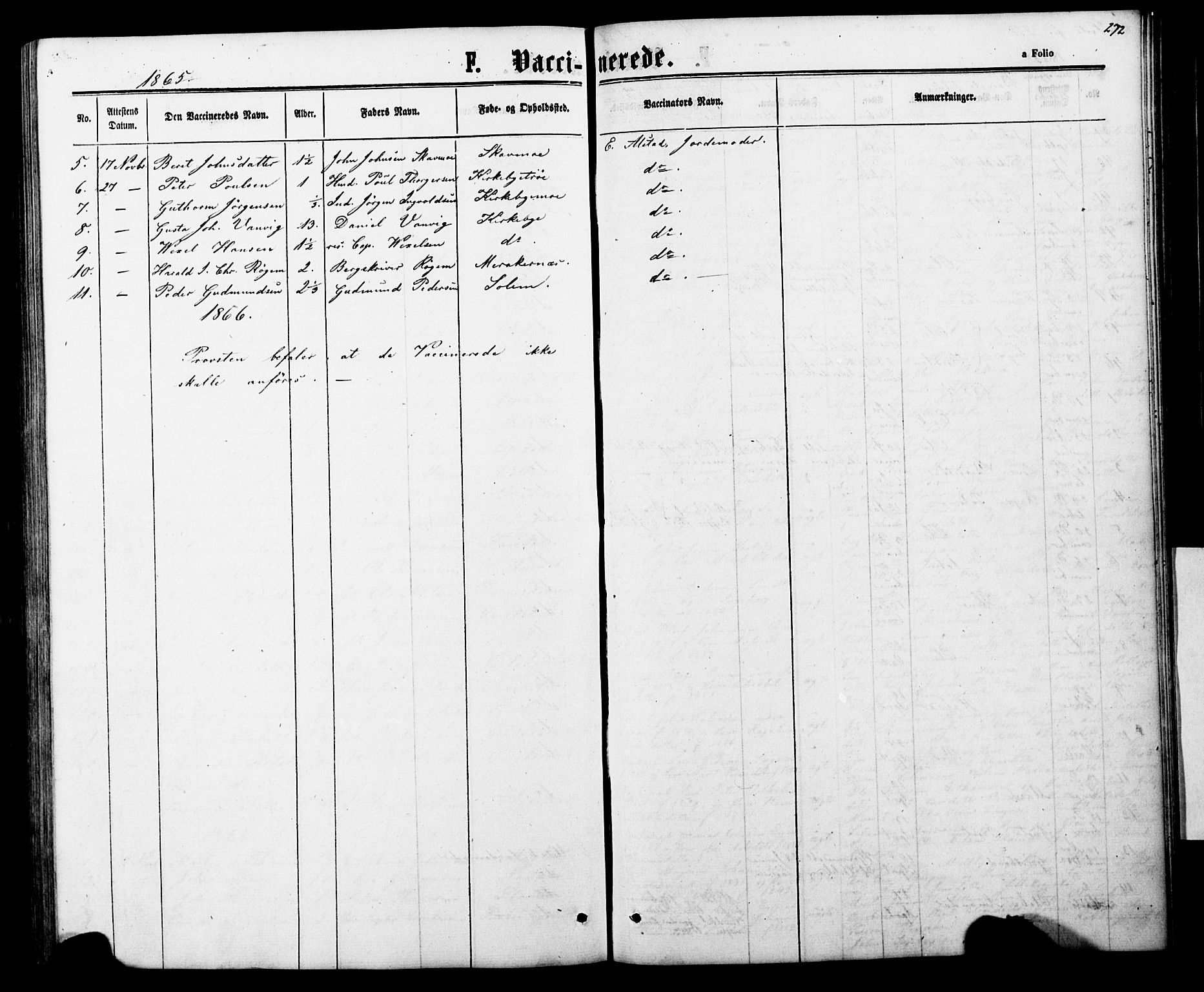 Ministerialprotokoller, klokkerbøker og fødselsregistre - Nord-Trøndelag, SAT/A-1458/706/L0049: Parish register (copy) no. 706C01, 1864-1895, p. 272