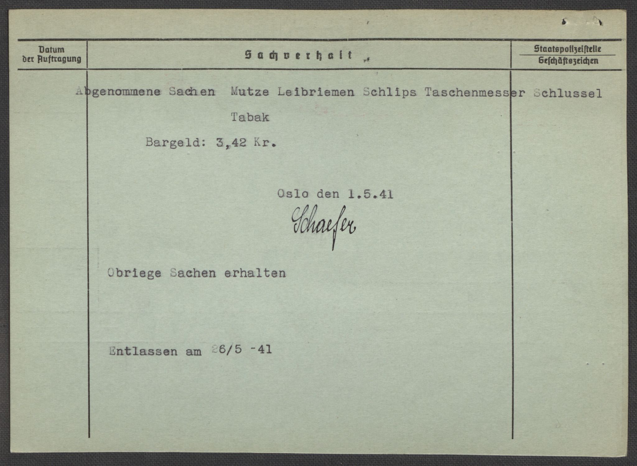 Befehlshaber der Sicherheitspolizei und des SD, AV/RA-RAFA-5969/E/Ea/Eaa/L0004: Register over norske fanger i Møllergata 19: Hal-Hæ, 1940-1945, p. 1468