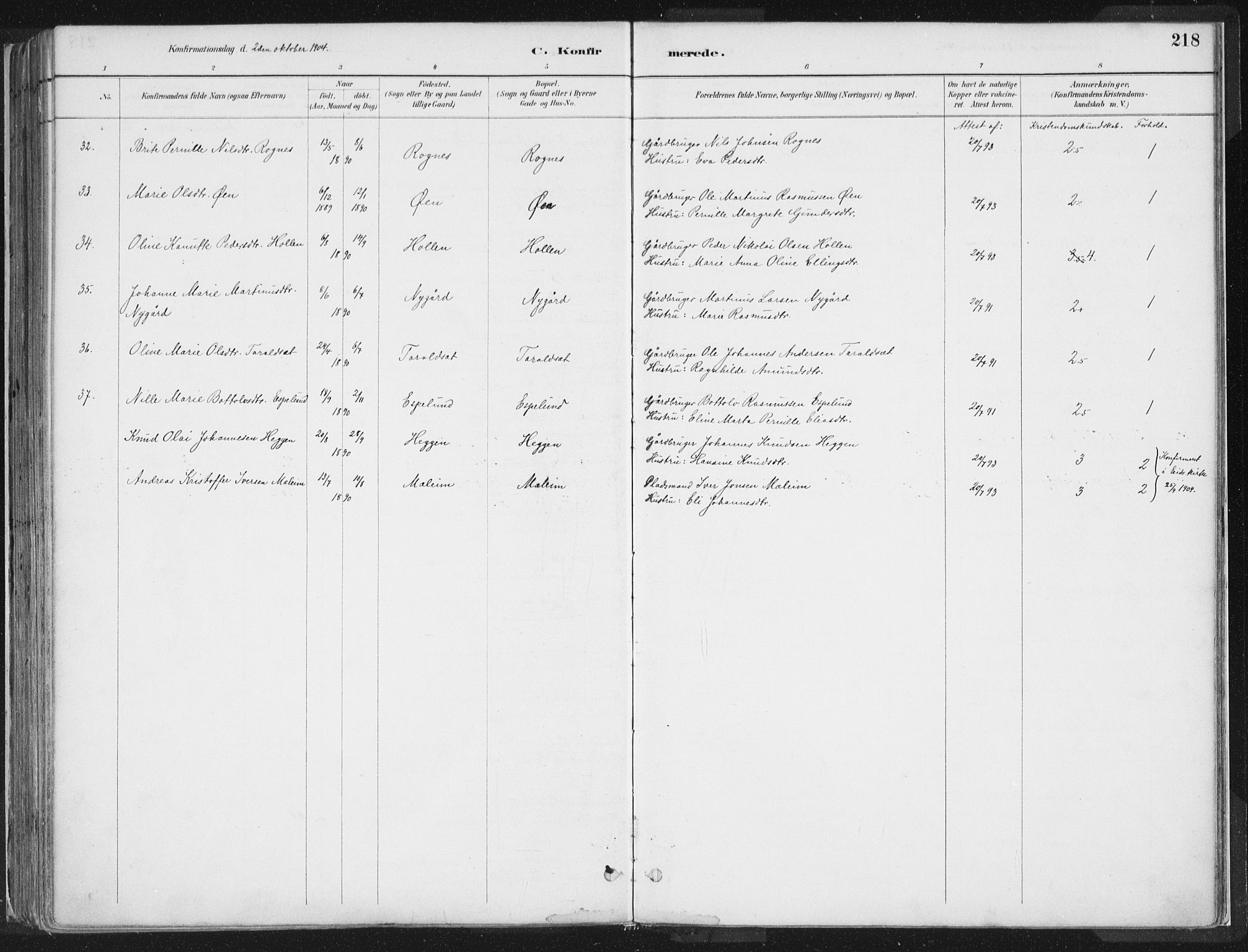 Hornindal sokneprestembete, SAB/A-82401/H/Haa/Haaa/L0003/0001: Parish register (official) no. A 3A, 1887-1917, p. 218
