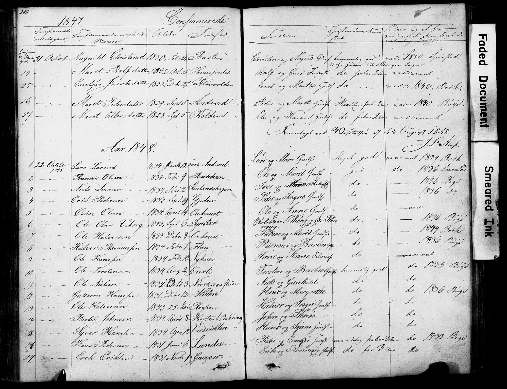 Lom prestekontor, SAH/PREST-070/L/L0012: Parish register (copy) no. 12, 1845-1873, p. 210-211