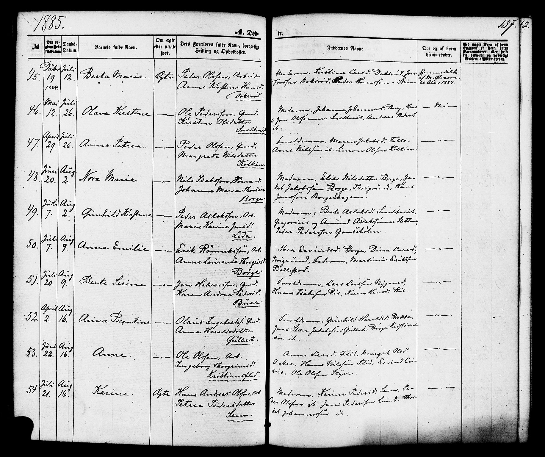 Gjerpen kirkebøker, AV/SAKO-A-265/F/Fa/L0009: Parish register (official) no. I 9, 1872-1885, p. 137