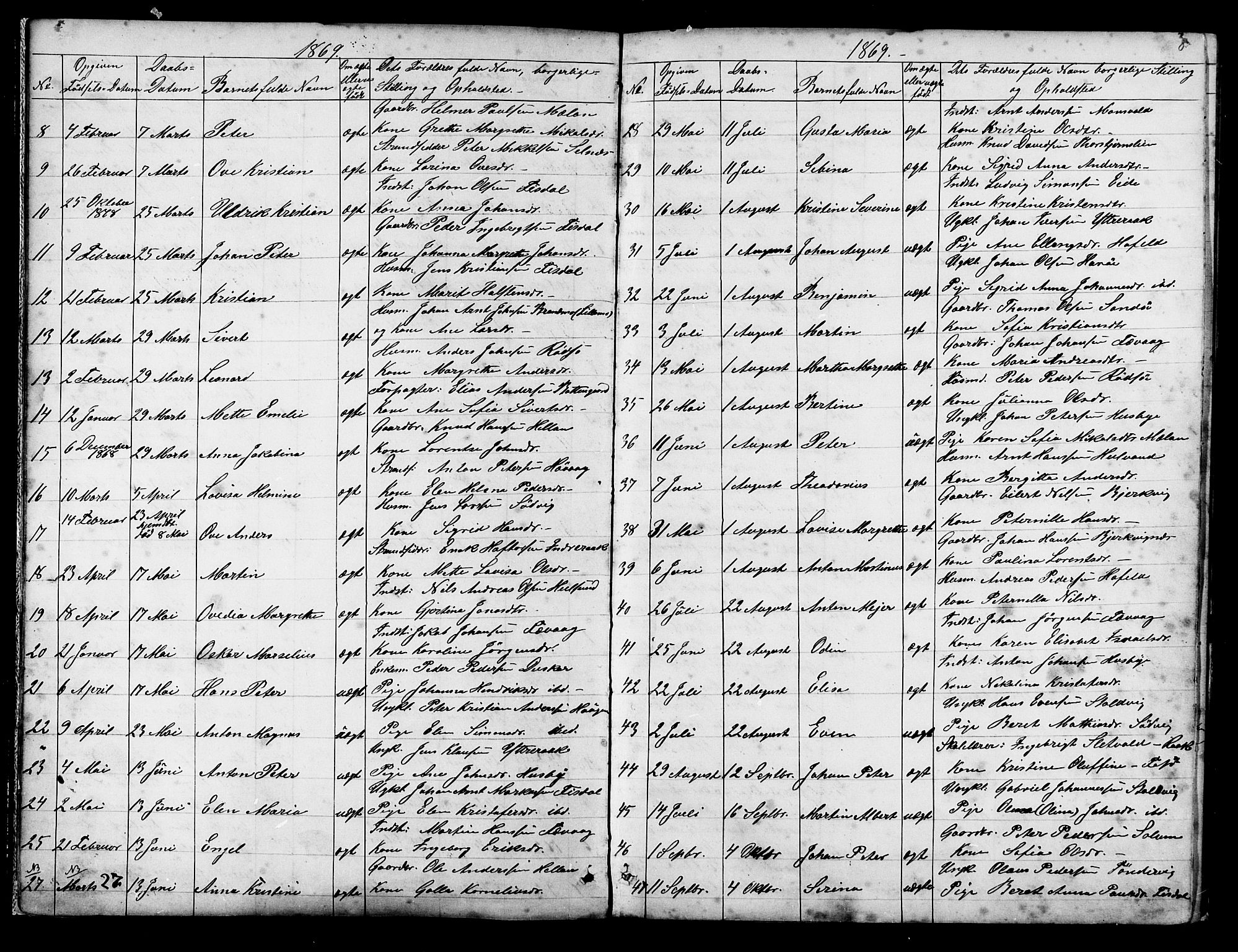 Ministerialprotokoller, klokkerbøker og fødselsregistre - Sør-Trøndelag, SAT/A-1456/653/L0657: Parish register (copy) no. 653C01, 1866-1893, p. 8