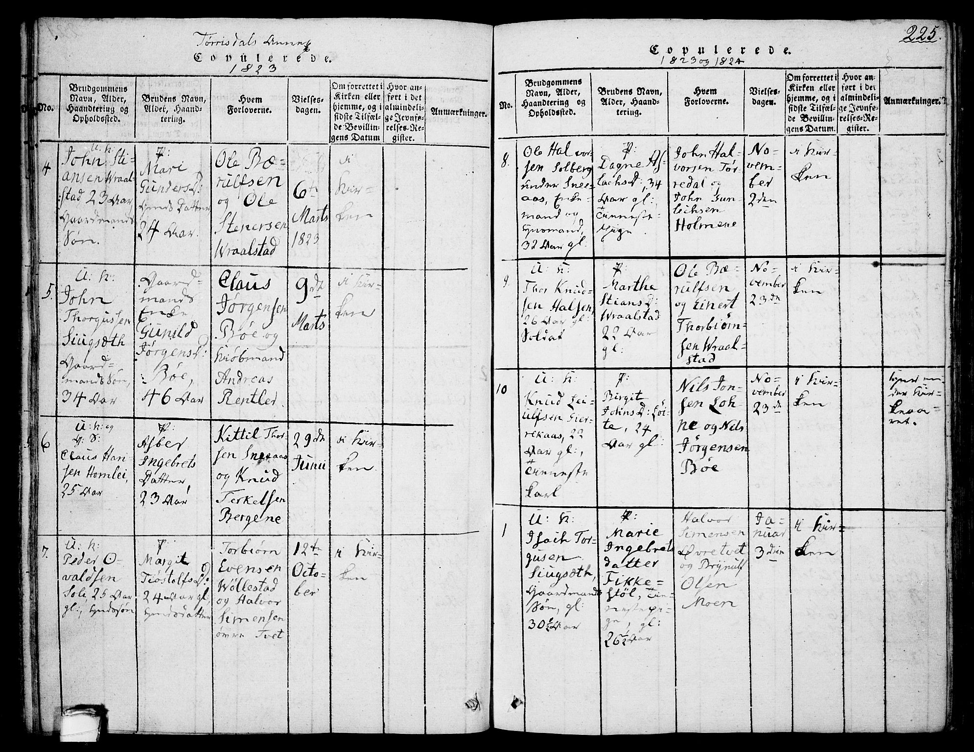 Drangedal kirkebøker, SAKO/A-258/F/Fa/L0005: Parish register (official) no. 5 /2, 1814-1831, p. 225