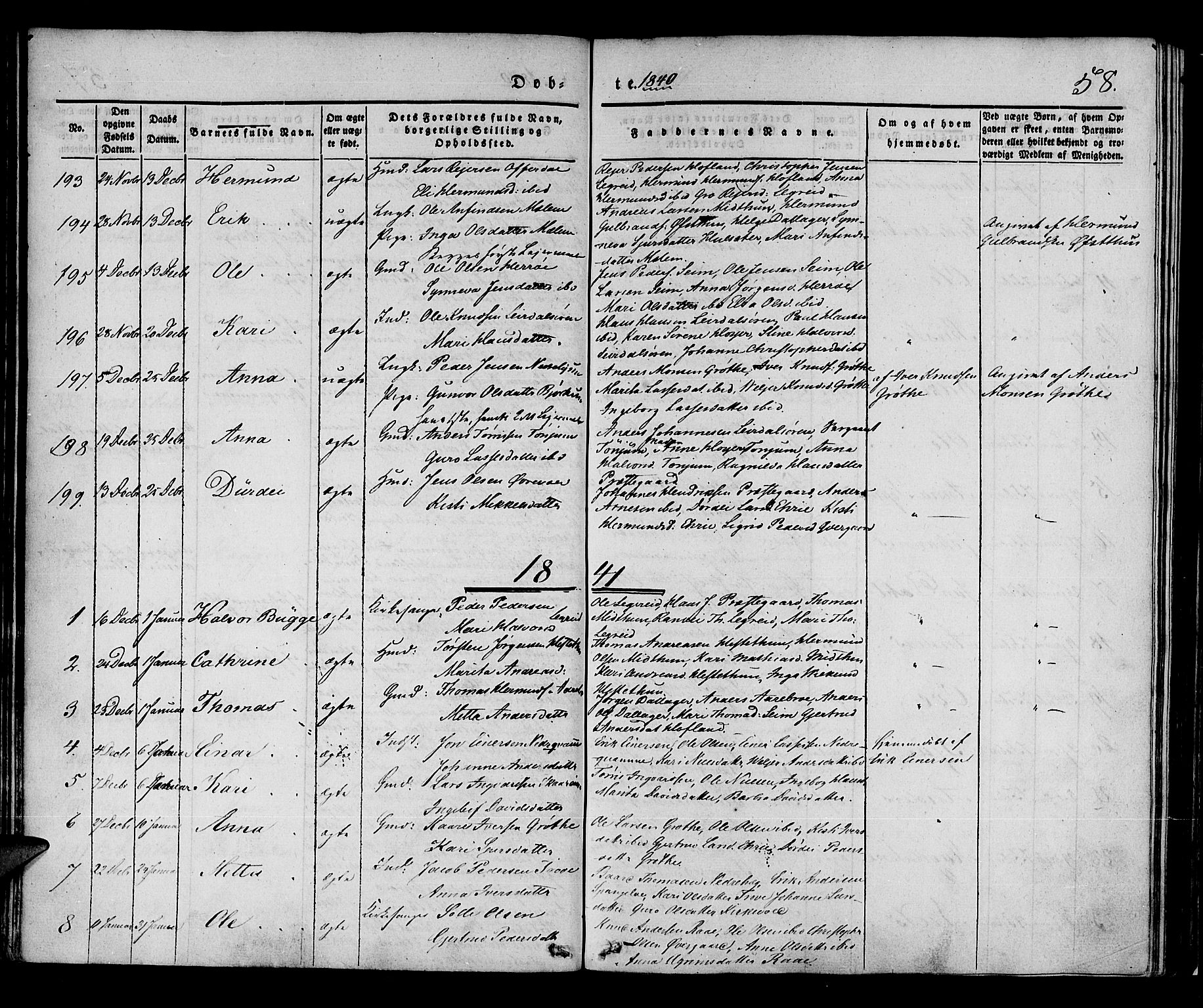 Lærdal sokneprestembete, AV/SAB-A-81201: Parish register (official) no. A 6, 1835-1849, p. 58