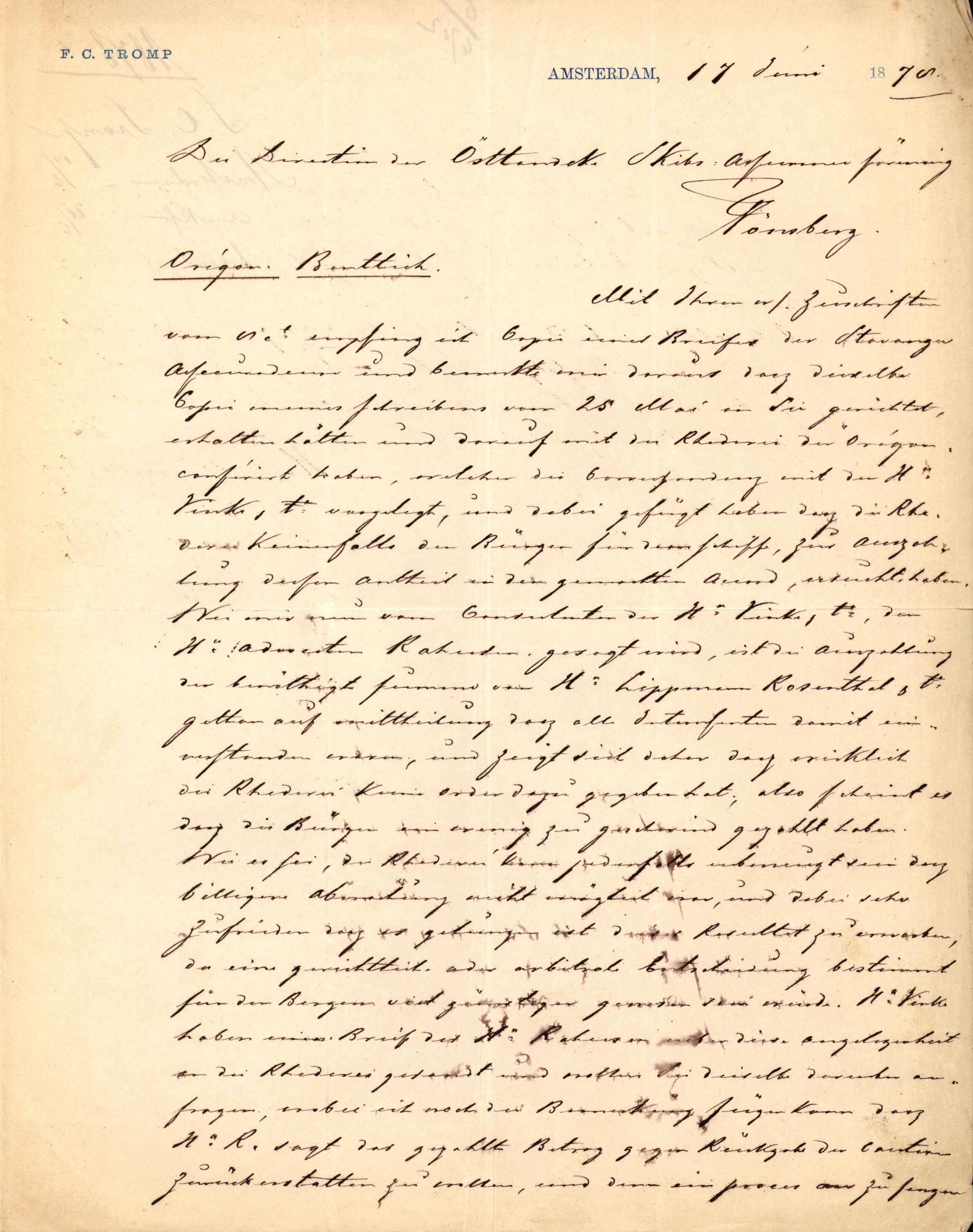 Pa 63 - Østlandske skibsassuranceforening, VEMU/A-1079/G/Ga/L0020/0007: Havaridokumenter / Oregon, Norden, Nordstjernen, Marie, Speed, 1887, p. 6