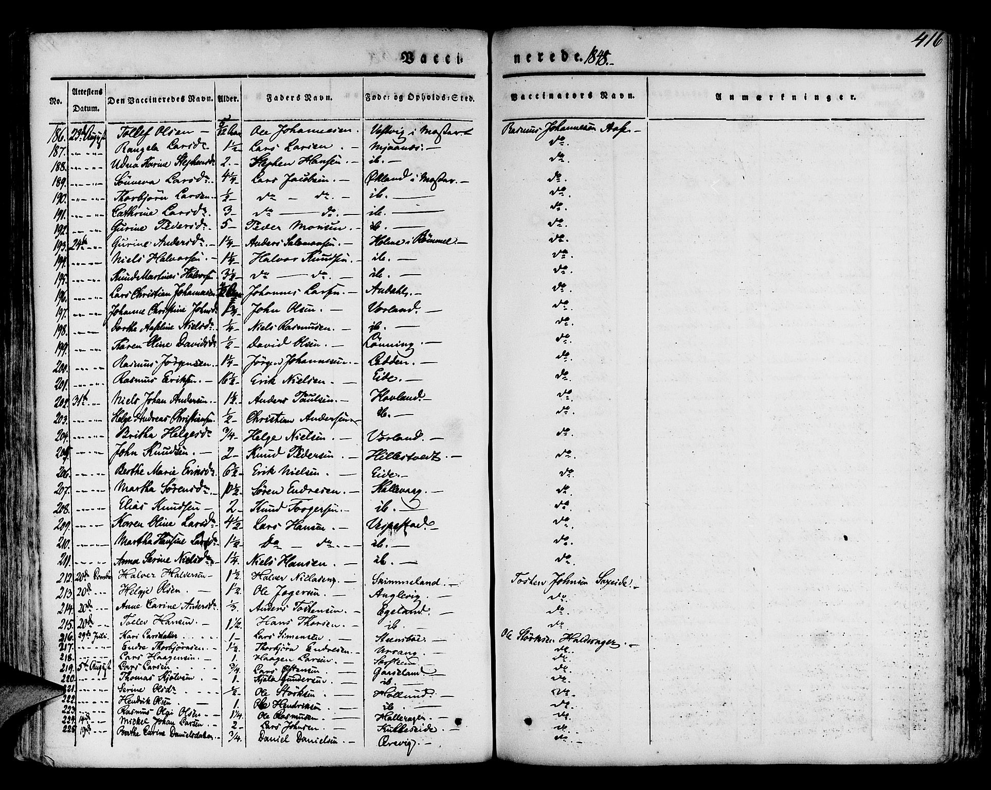 Finnås sokneprestembete, AV/SAB-A-99925/H/Ha/Haa/Haaa/L0006: Parish register (official) no. A 6, 1836-1850, p. 416