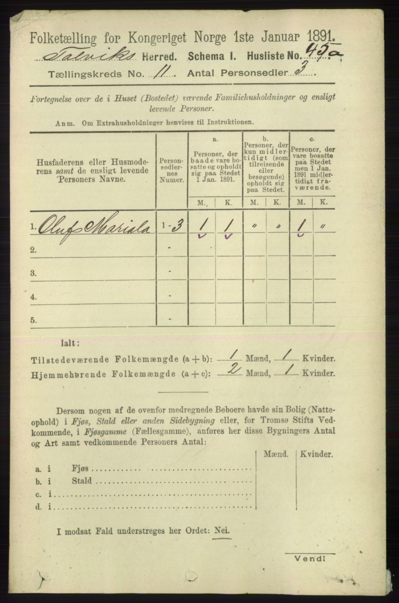 RA, 1891 census for 2013 Talvik, 1891, p. 2691