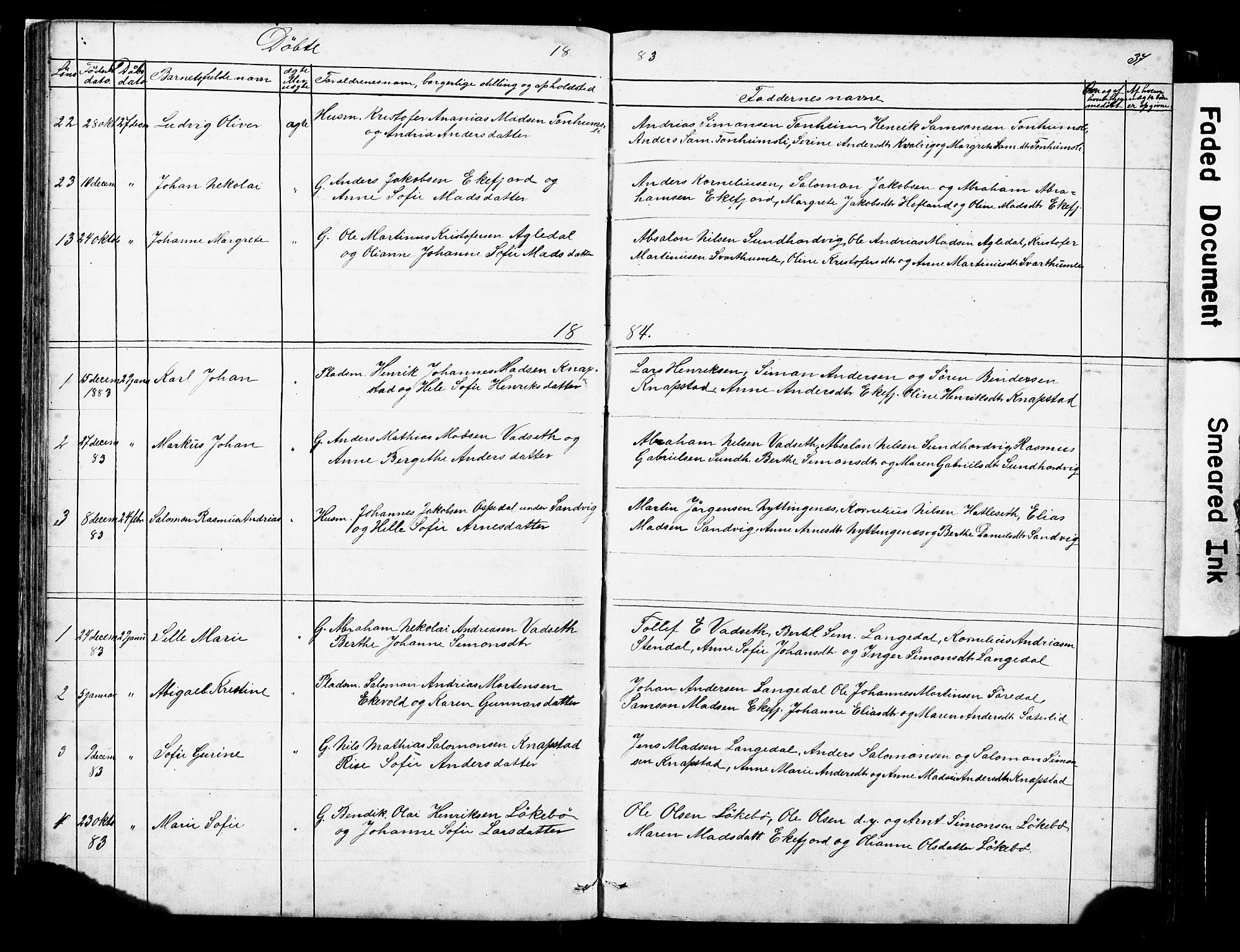 Kinn sokneprestembete, AV/SAB-A-80801/H/Hab/Habe/L0001: Parish register (copy) no. E 1, 1864-1899, p. 37