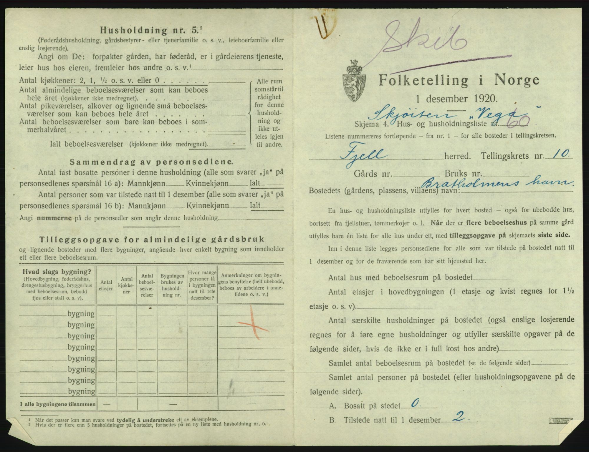 SAB, 1920 census for Fjell, 1920, p. 1206