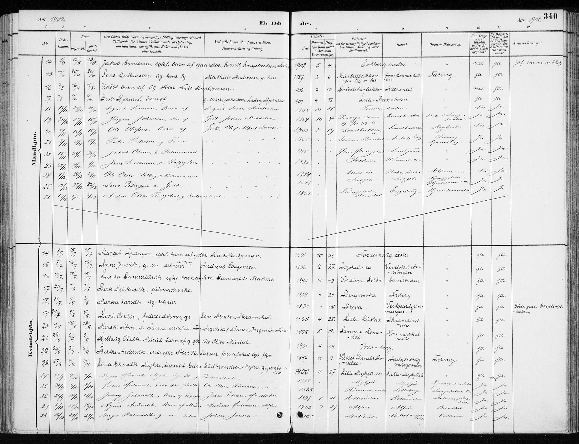 Løten prestekontor, AV/SAH-PREST-022/K/Ka/L0010: Parish register (official) no. 10, 1892-1907, p. 340
