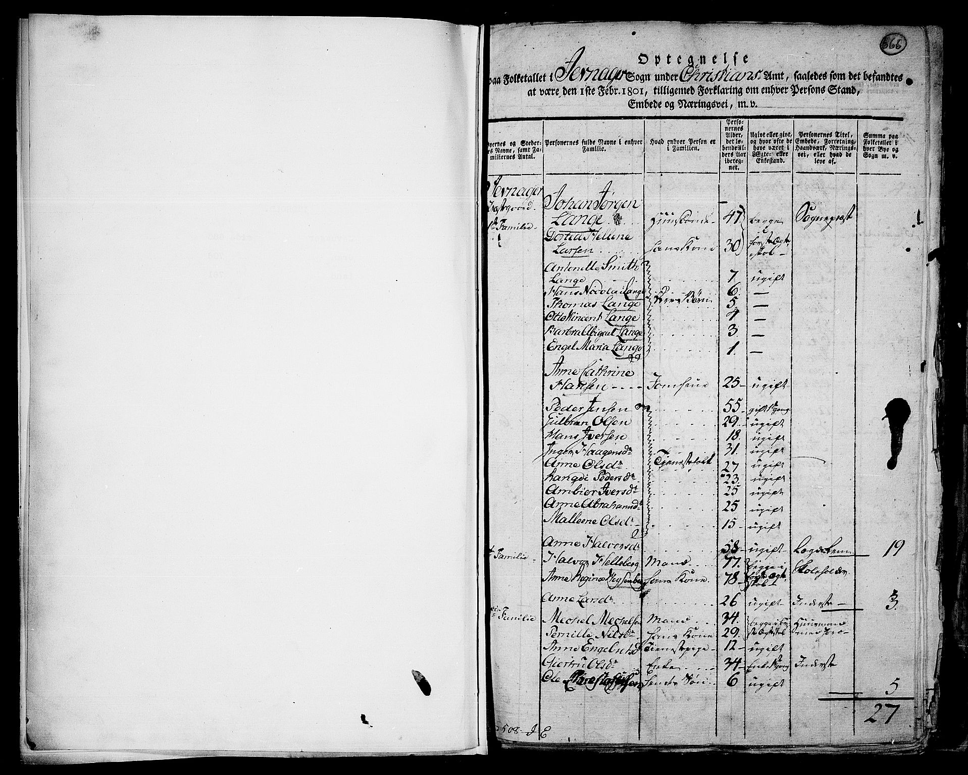 RA, 1801 census for 0532P Jevnaker, 1801, p. 666a