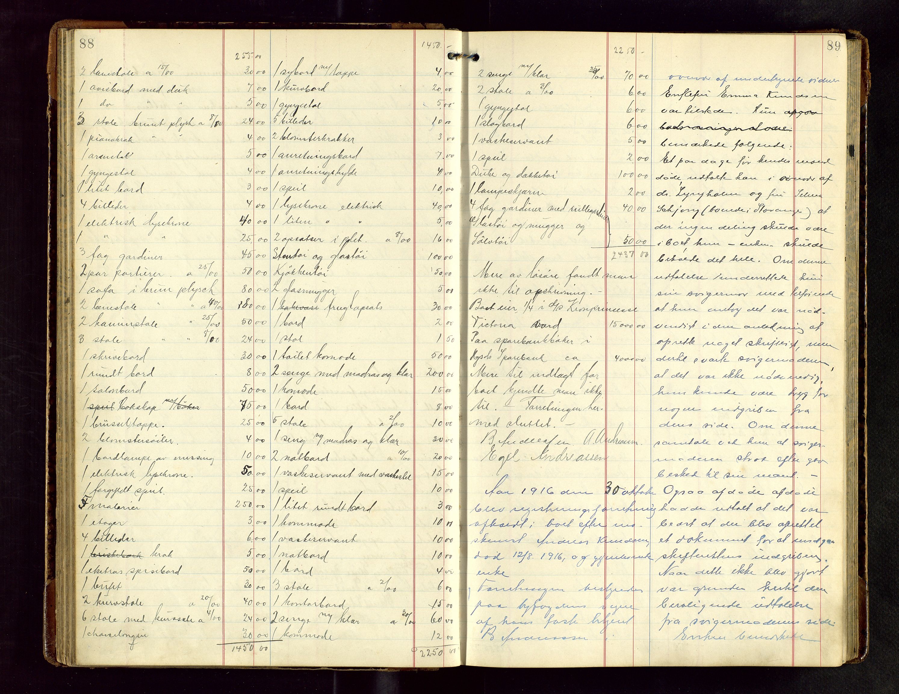 Haugesund tingrett, AV/SAST-A-101415/01/IV/IVB/L0004: Skifteregistreringsprotokoll, med register, 1914-1923, p. 88-89