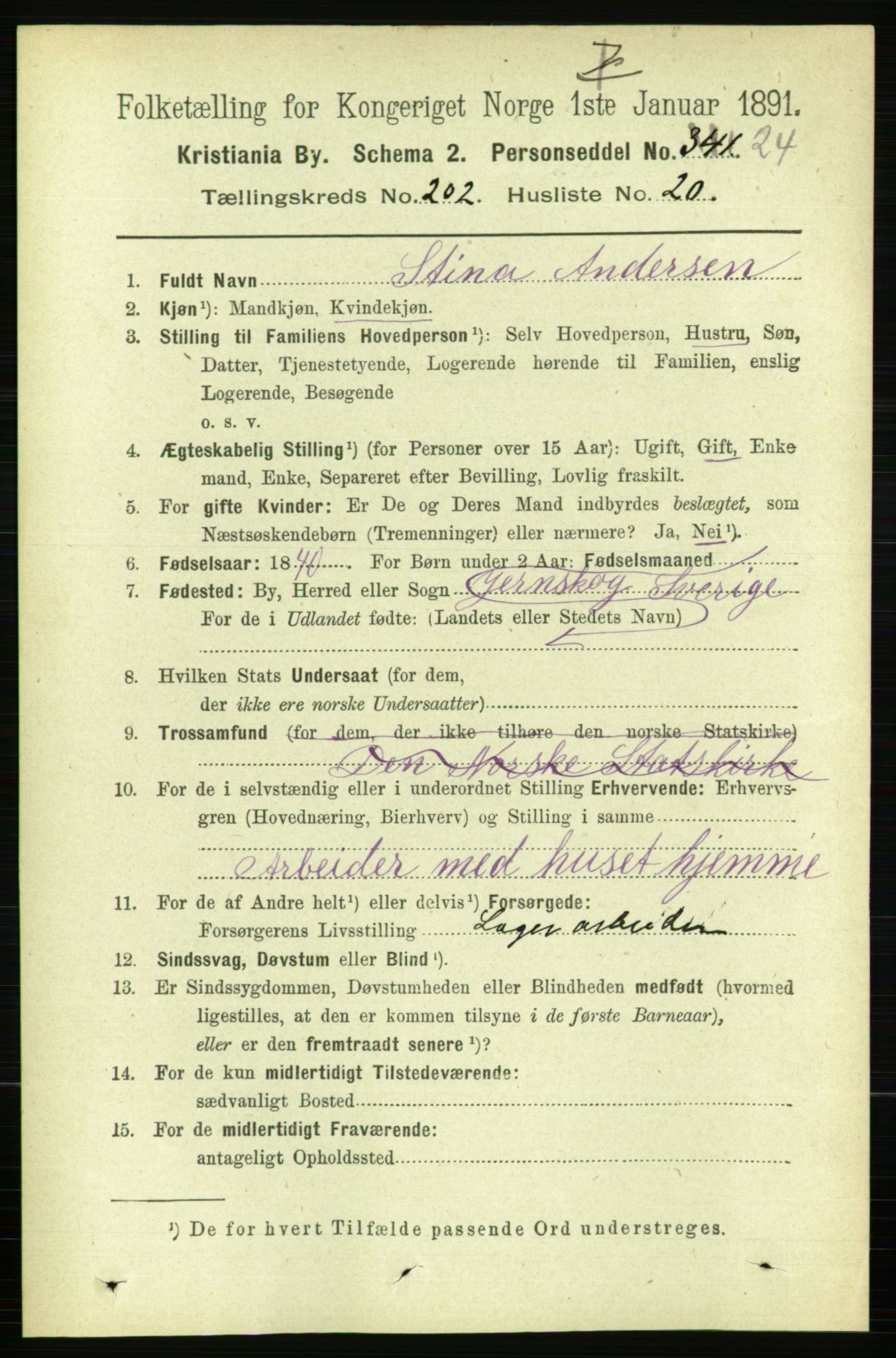 RA, 1891 census for 0301 Kristiania, 1891, p. 121865