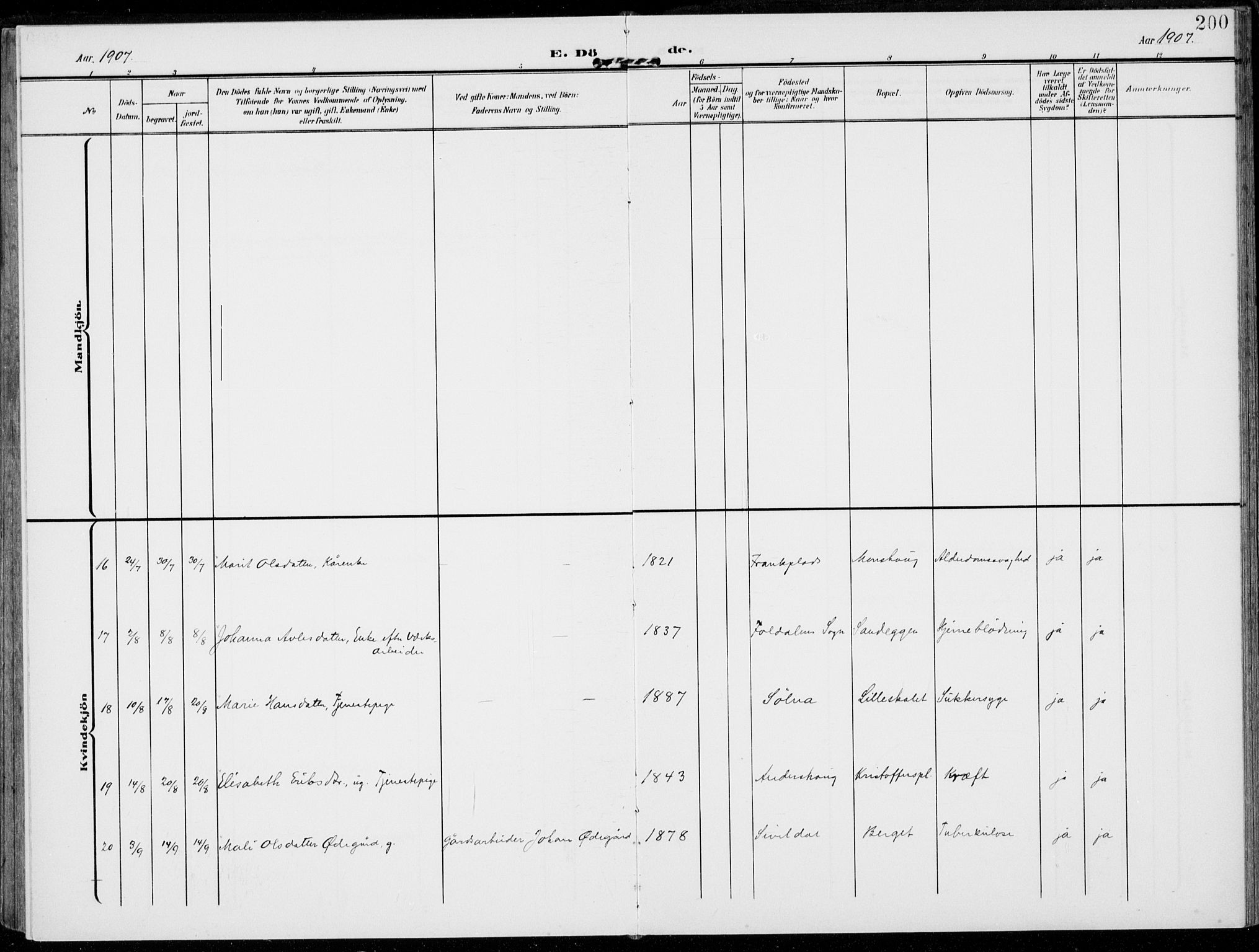 Alvdal prestekontor, AV/SAH-PREST-060/H/Ha/Haa/L0004: Parish register (official) no. 4, 1907-1919, p. 200