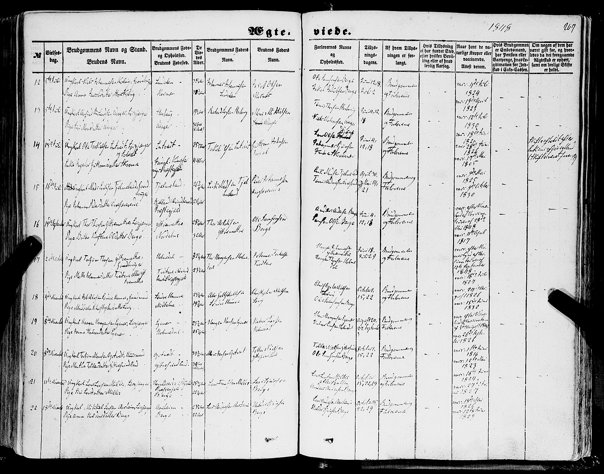 Skånevik sokneprestembete, AV/SAB-A-77801/H/Haa: Parish register (official) no. A 5I, 1848-1869, p. 207