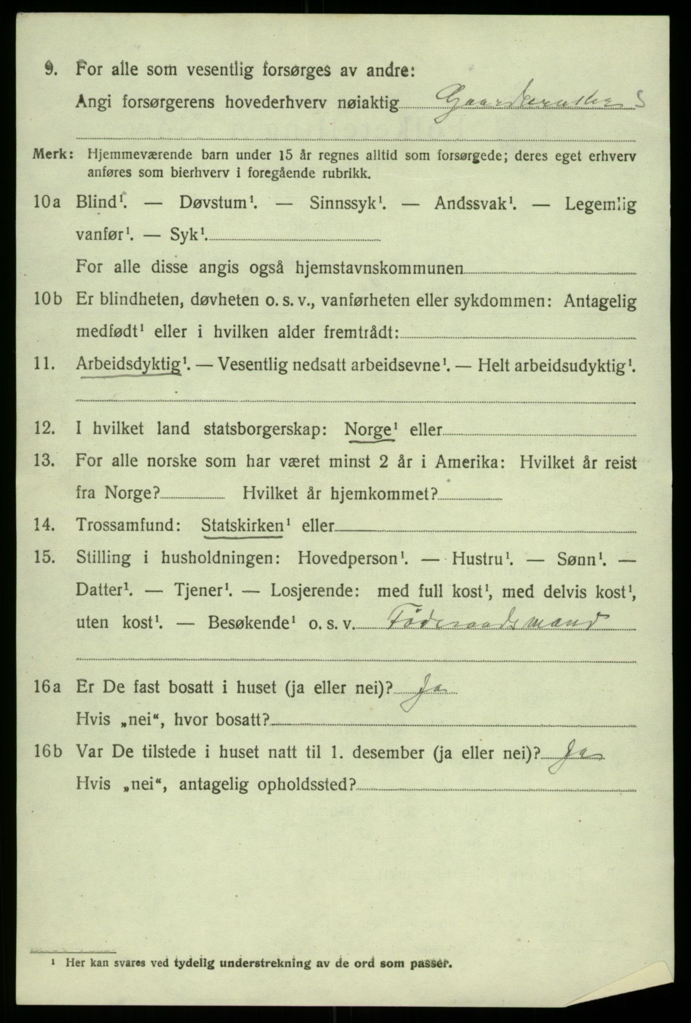 SAB, 1920 census for Ullensvang, 1920, p. 3605