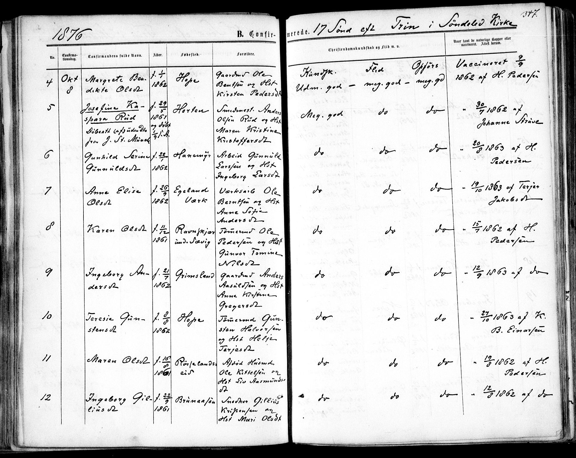 Søndeled sokneprestkontor, AV/SAK-1111-0038/F/Fa/L0003: Parish register (official) no. A 3, 1861-1879, p. 347