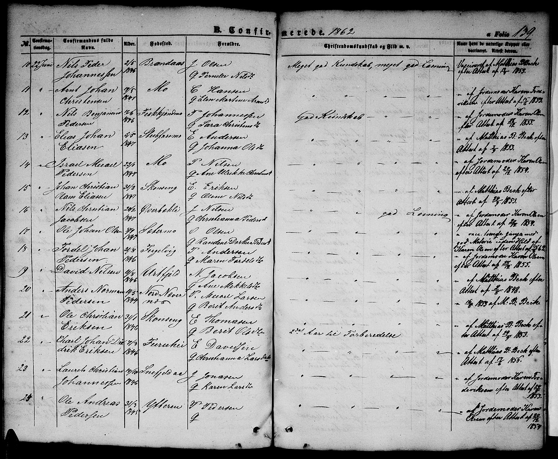 Ministerialprotokoller, klokkerbøker og fødselsregistre - Nordland, SAT/A-1459/827/L0414: Parish register (copy) no. 827C03, 1853-1865, p. 139