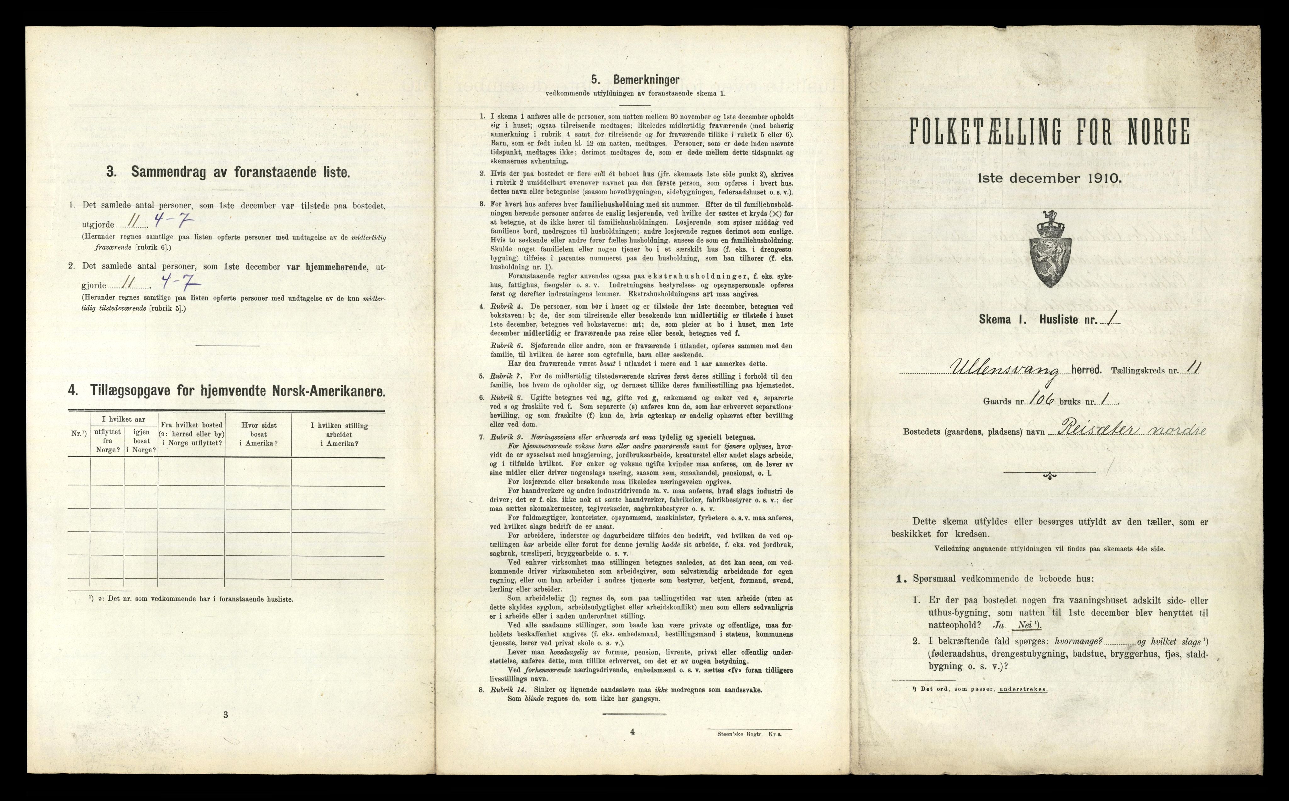 RA, 1910 census for Ullensvang, 1910, p. 1385