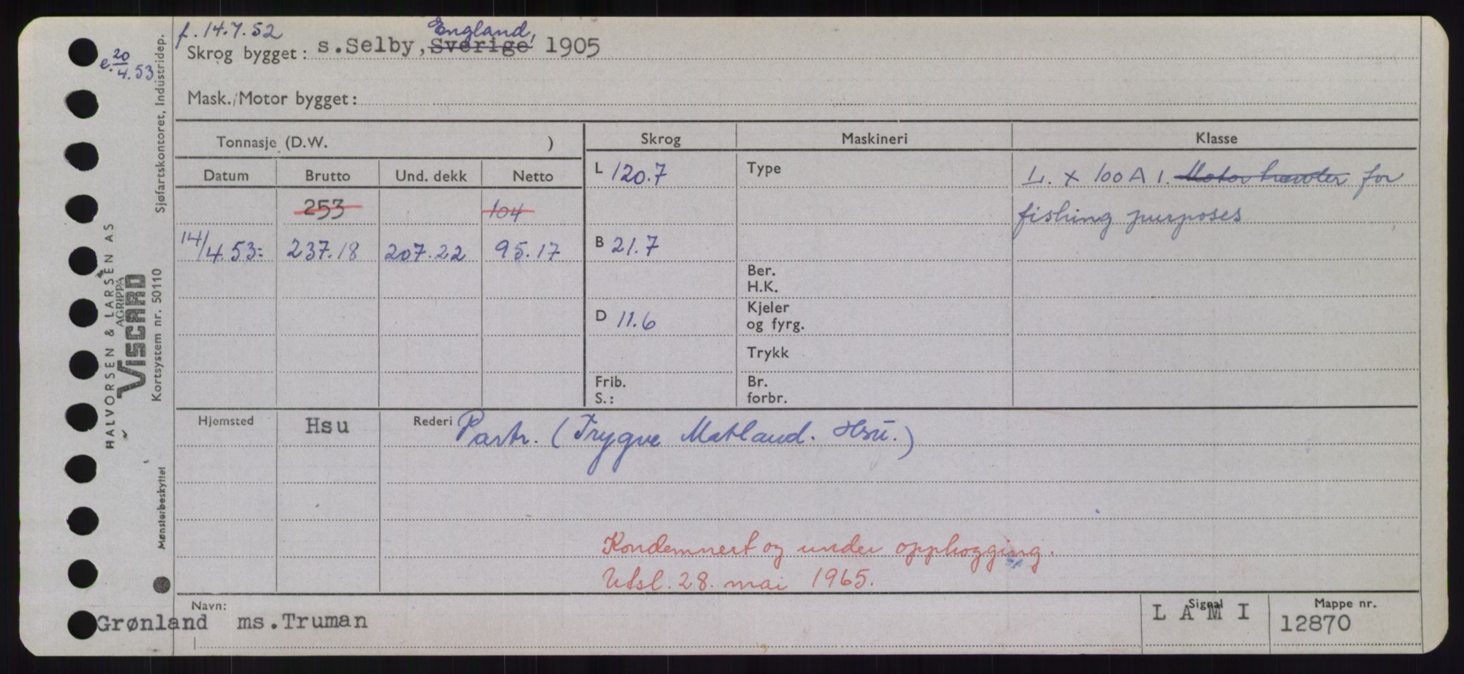 Sjøfartsdirektoratet med forløpere, Skipsmålingen, RA/S-1627/H/Hd/L0039: Fartøy, Ti-Tø, p. 695