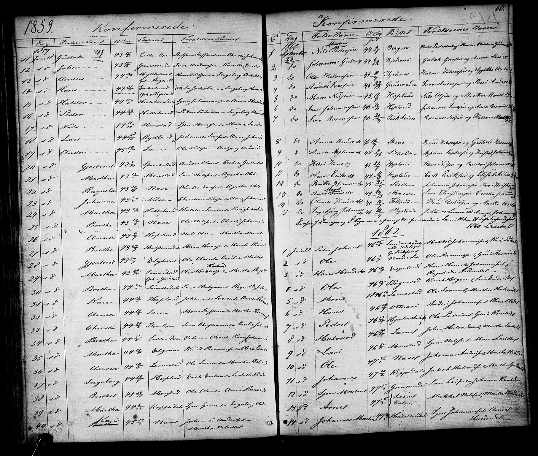 Alversund Sokneprestembete, SAB/A-73901/H/Ha/Hab: Parish register (copy) no. D 2, 1851-1889, p. 60