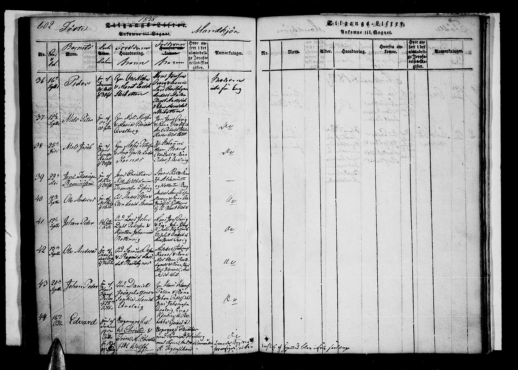 Lyngen sokneprestembete, SATØ/S-1289/H/He/Hea/L0003kirke: Parish register (official) no. 3, 1822-1838, p. 602-603