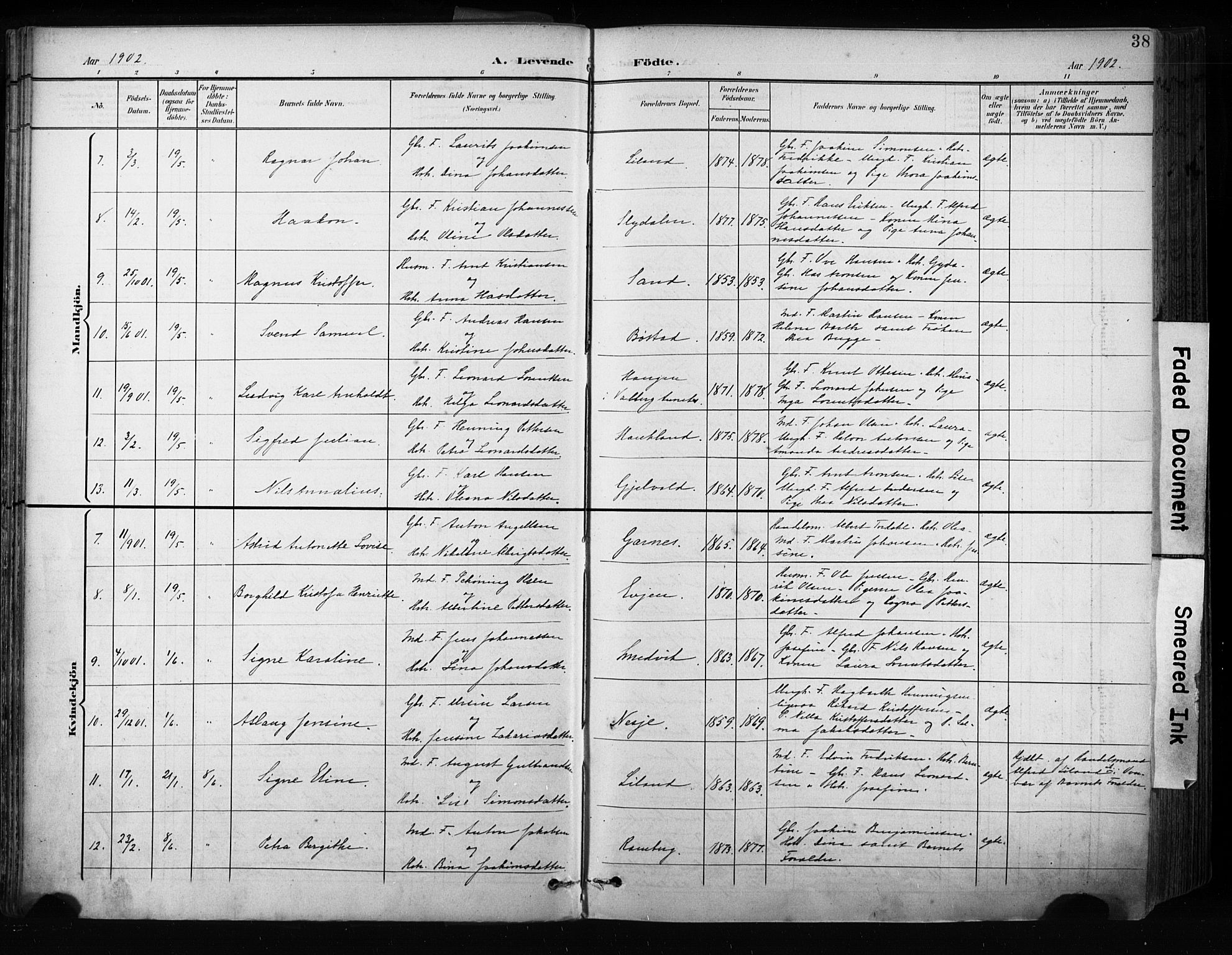 Ministerialprotokoller, klokkerbøker og fødselsregistre - Nordland, AV/SAT-A-1459/880/L1134: Parish register (official) no. 880A08, 1899-1908, p. 38