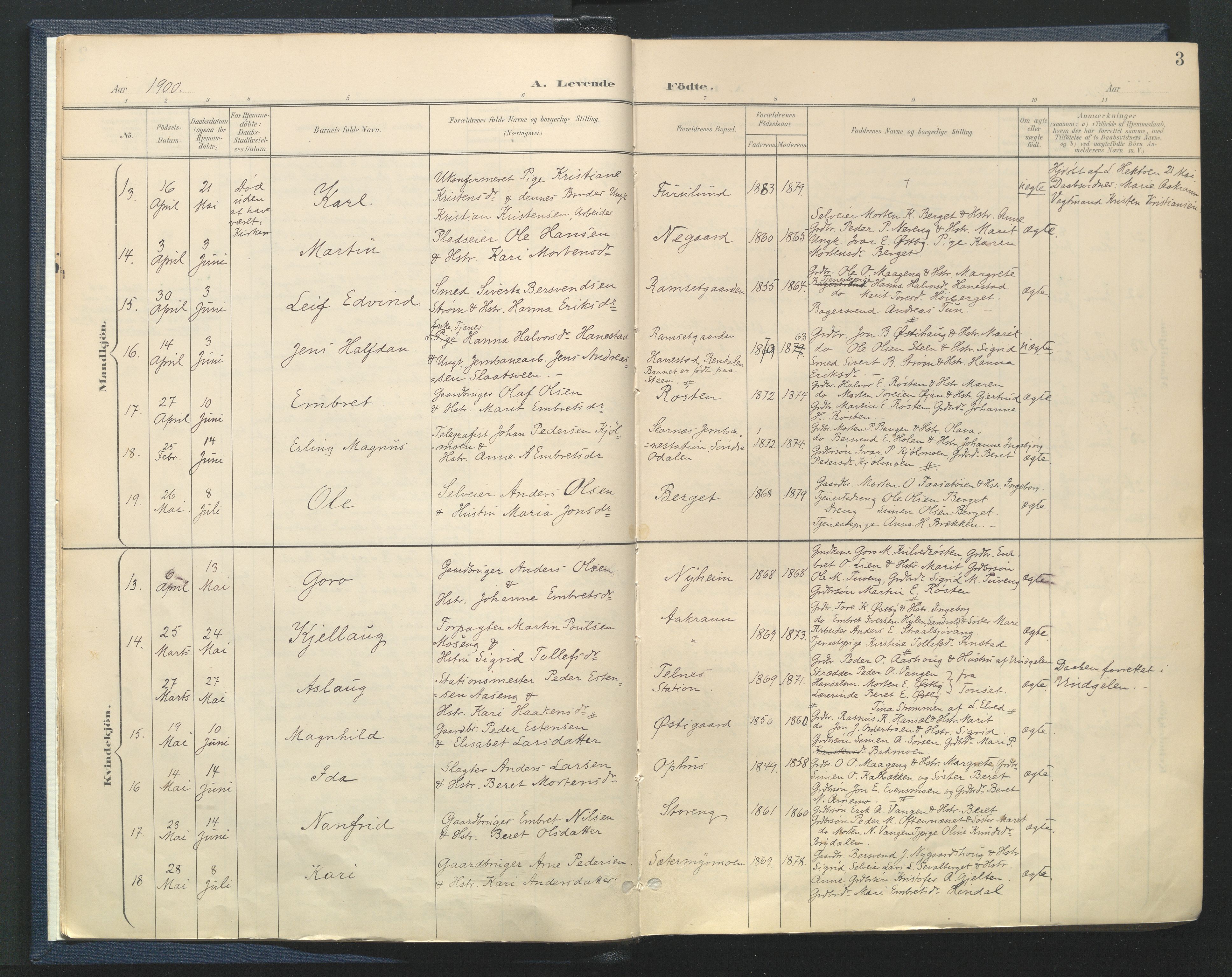 Tynset prestekontor, SAH/PREST-058/H/Ha/Haa/L0025: Parish register (official) no. 25, 1900-1914, p. 3