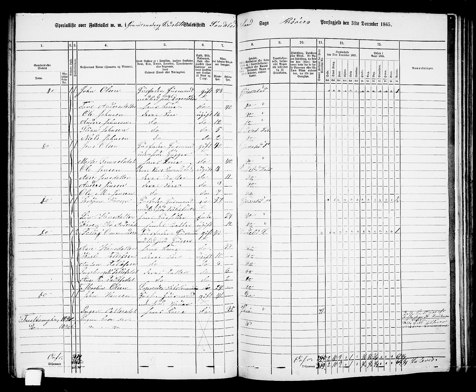 RA, 1865 census for Risør/Søndeled, 1865, p. 110