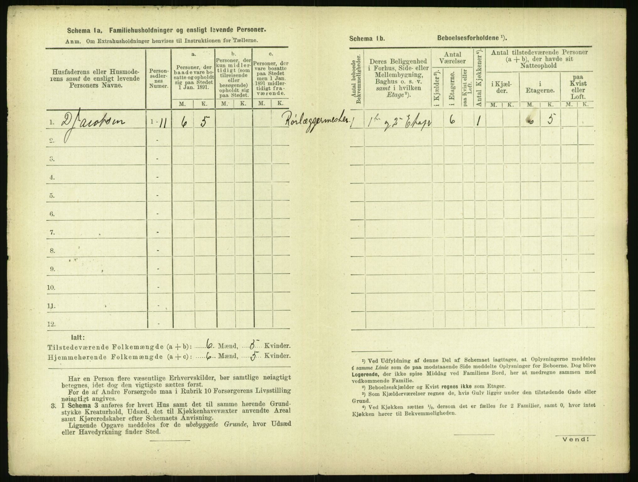 RA, 1891 census for 0806 Skien, 1891, p. 1413