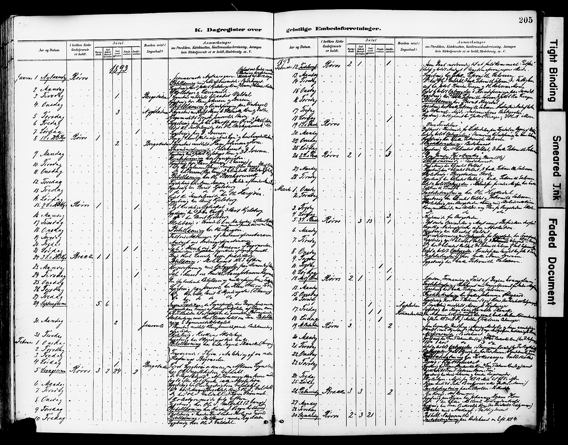 Ministerialprotokoller, klokkerbøker og fødselsregistre - Sør-Trøndelag, SAT/A-1456/681/L0935: Parish register (official) no. 681A13, 1890-1898, p. 205