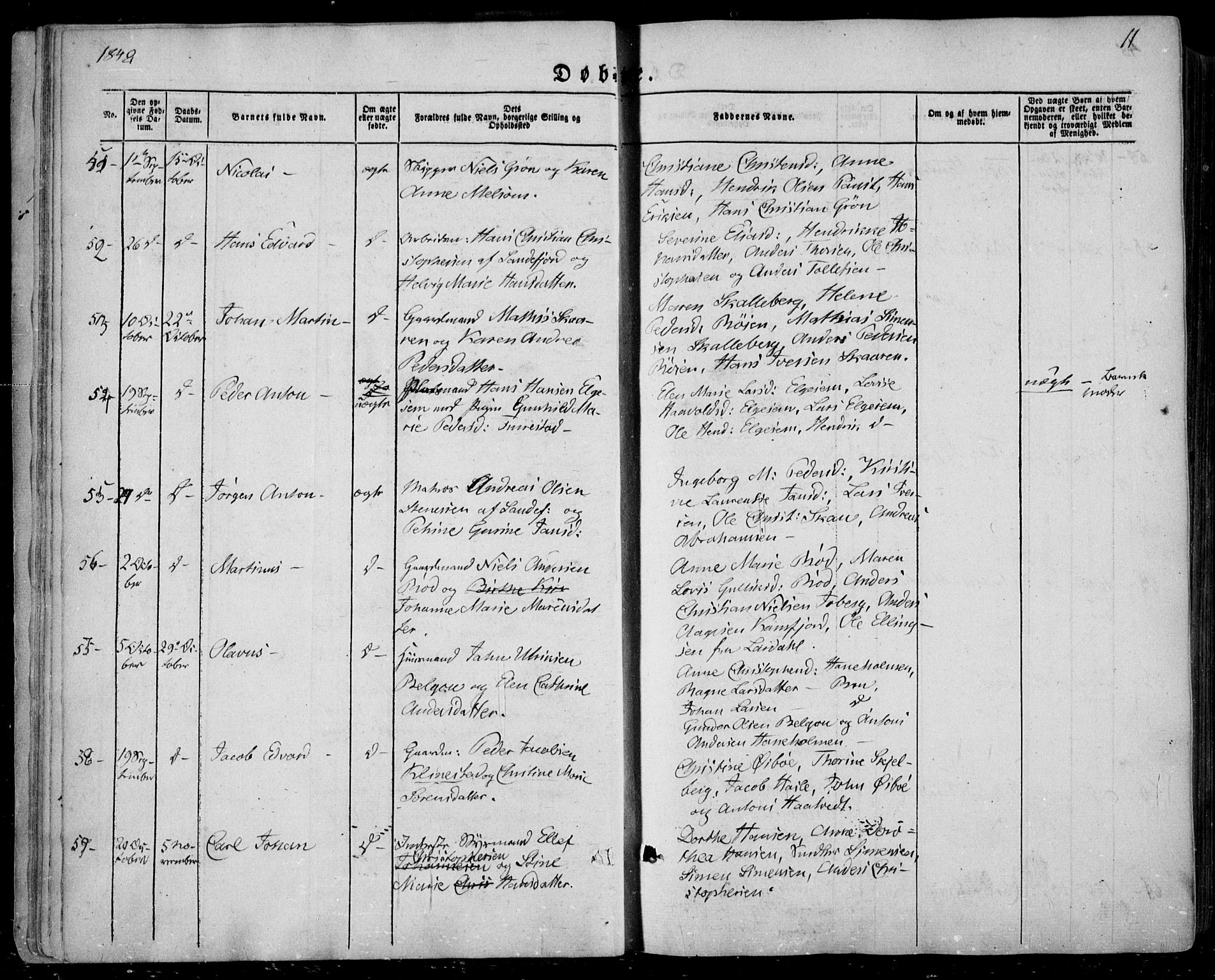 Sandar kirkebøker, AV/SAKO-A-243/F/Fa/L0006: Parish register (official) no. 6, 1847-1860, p. 11