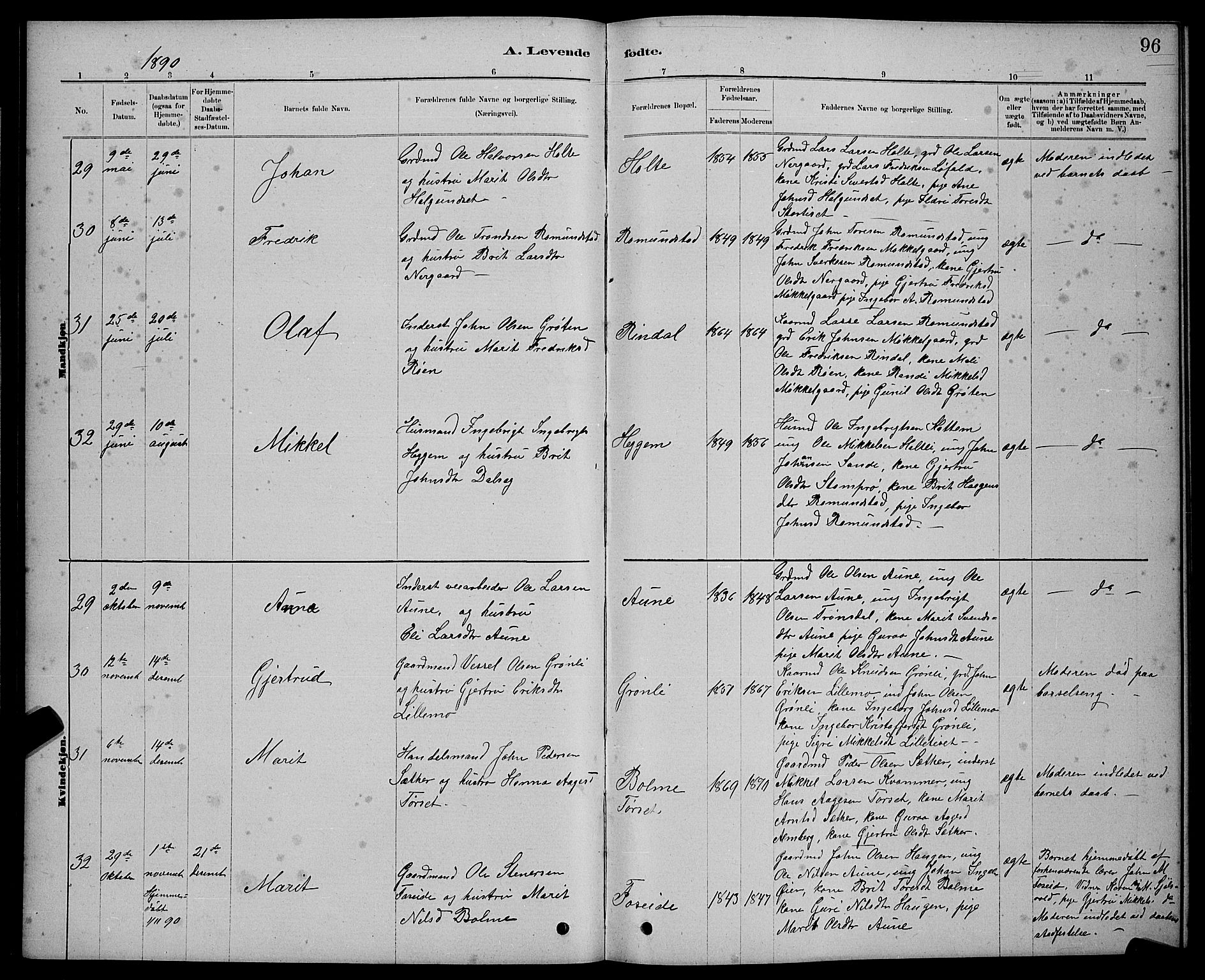 Ministerialprotokoller, klokkerbøker og fødselsregistre - Møre og Romsdal, AV/SAT-A-1454/598/L1077: Parish register (copy) no. 598C02, 1879-1891, p. 96