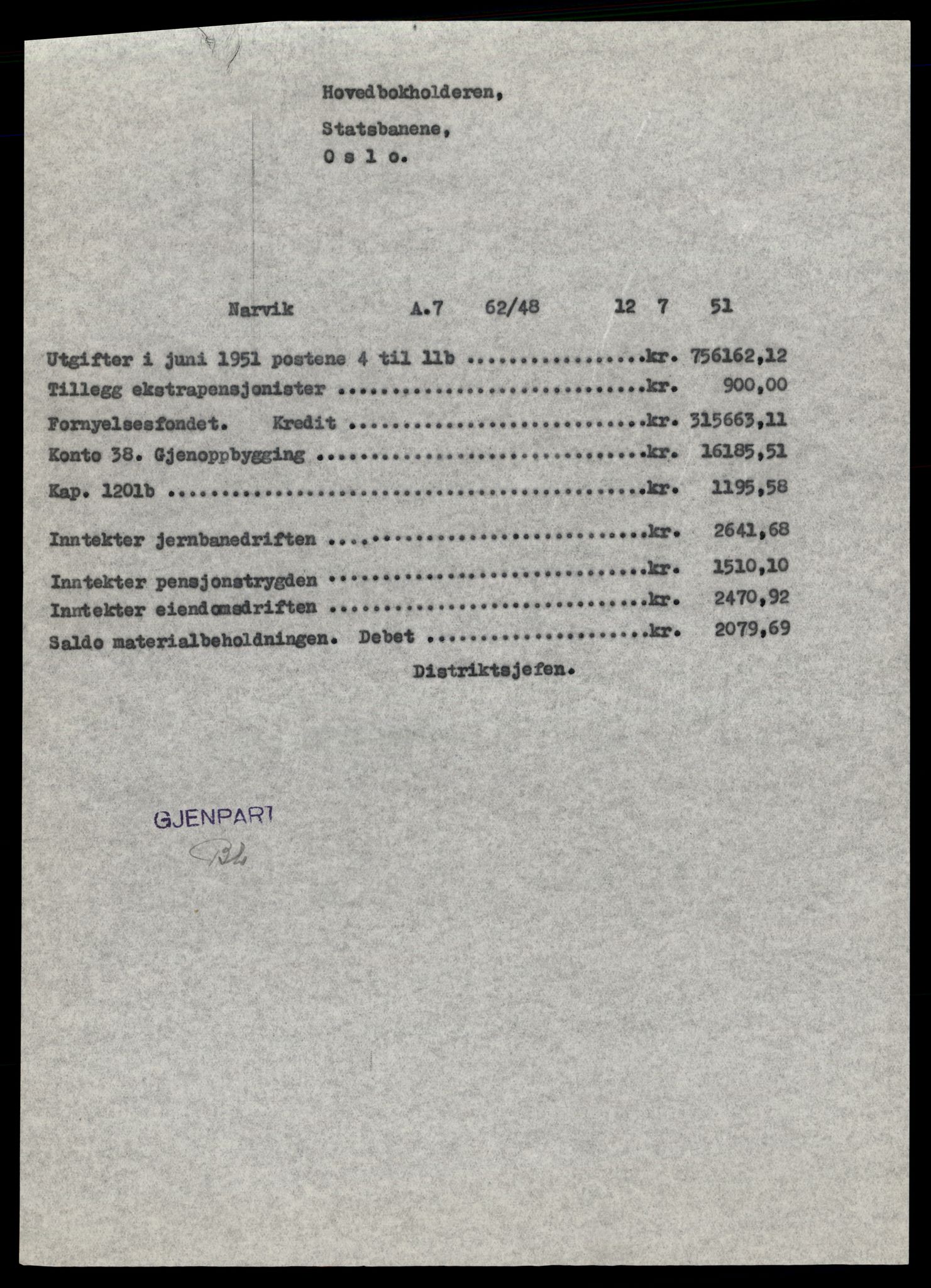 Norges statsbaner (NSB) - Narvik distrikt, AV/SAT-A-6460/0002/X/Xd/L0002: --, 1940-1954, p. 1371