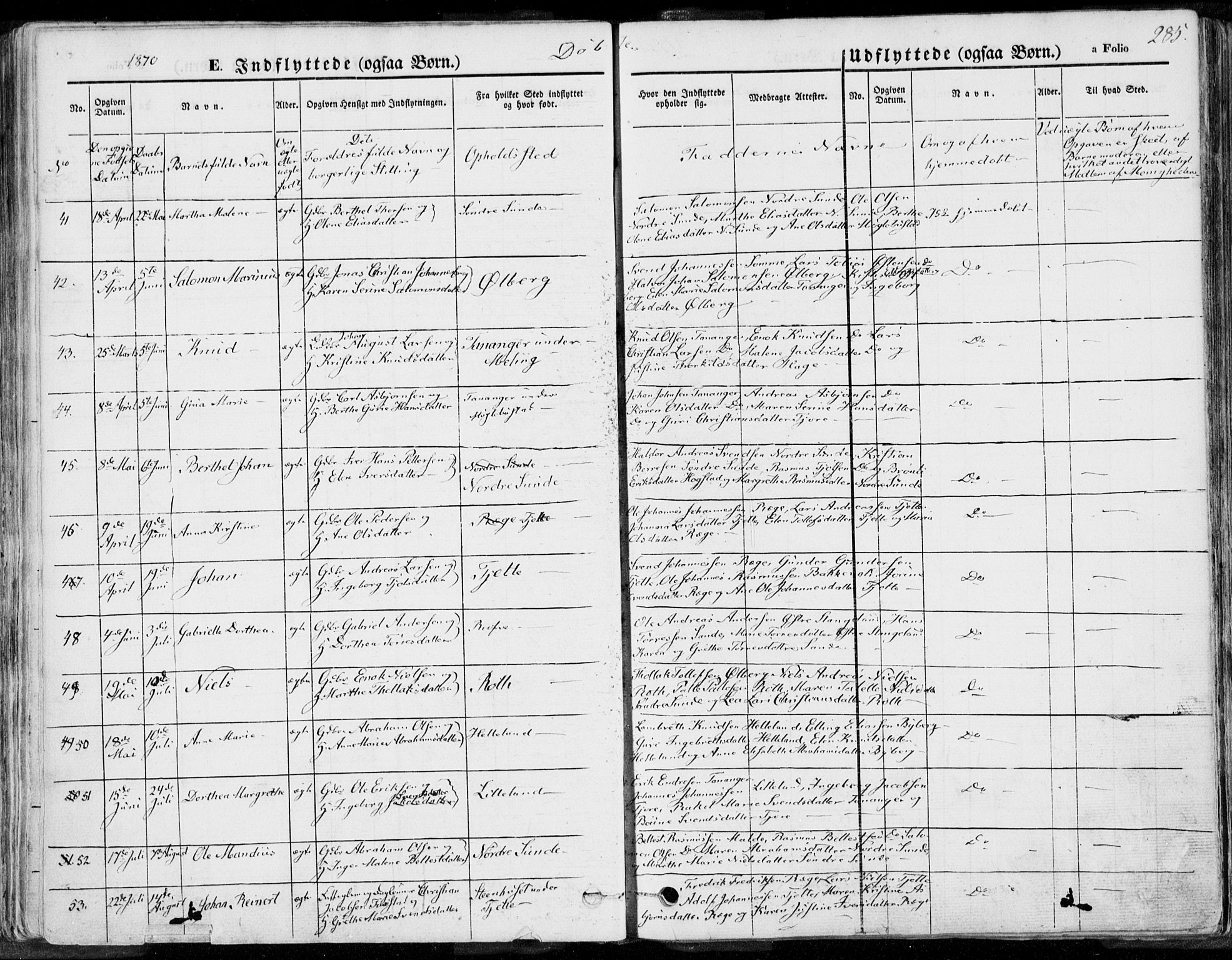 Håland sokneprestkontor, AV/SAST-A-101802/001/30BA/L0008: Parish register (official) no. A 7.2, 1854-1870, p. 285