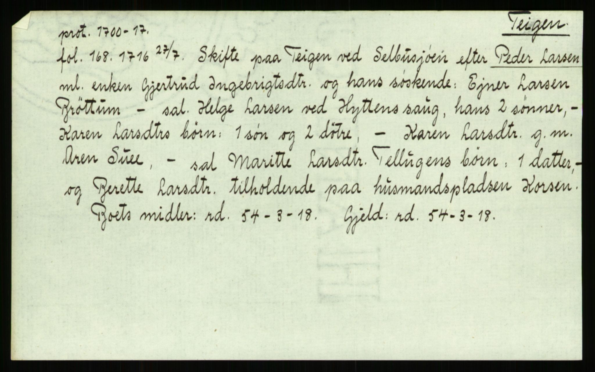 Strinda og Selbu sorenskriveri, AV/SAT-A-0015/3, 1700-1766, p. 1413