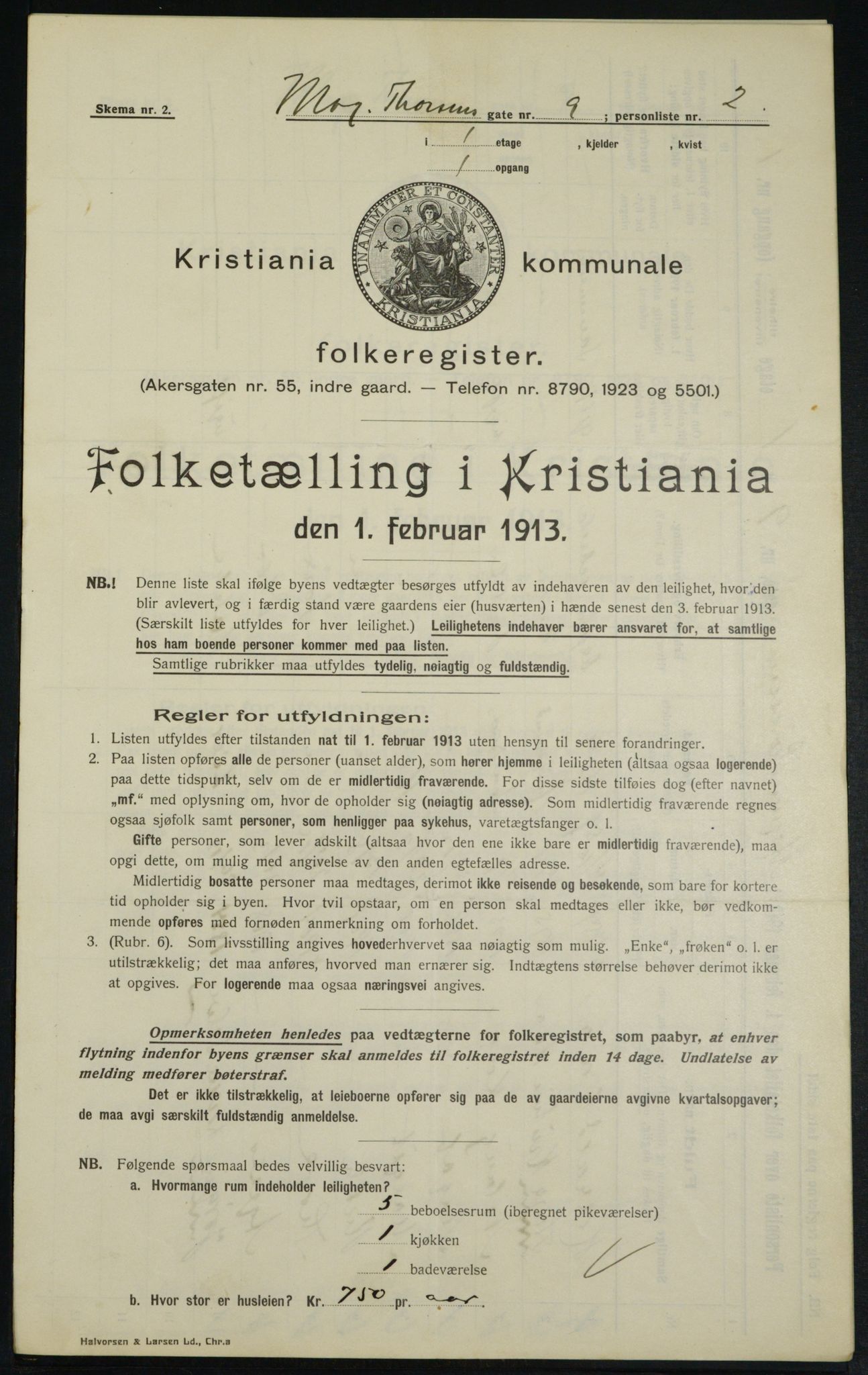 OBA, Municipal Census 1913 for Kristiania, 1913, p. 65539