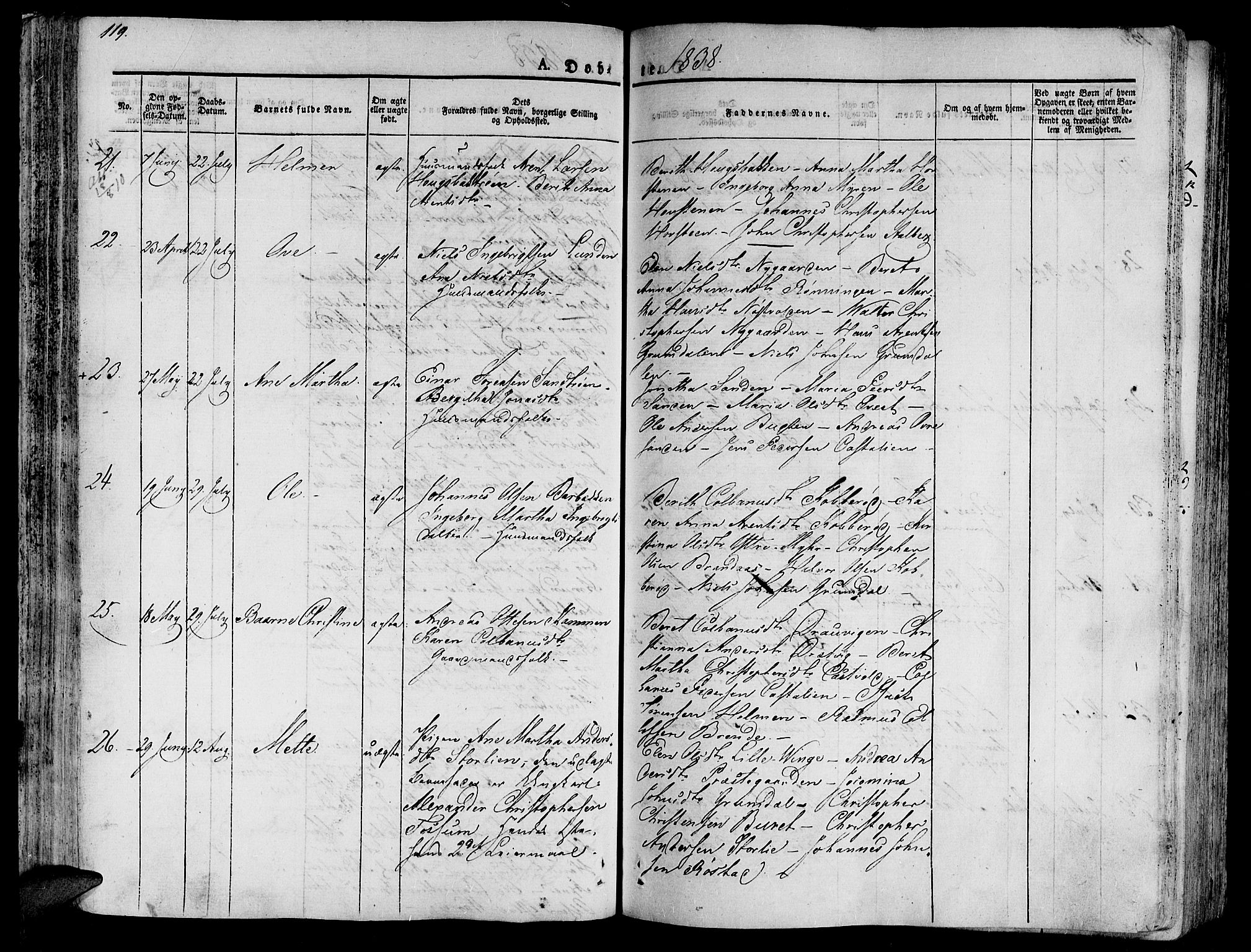 Ministerialprotokoller, klokkerbøker og fødselsregistre - Nord-Trøndelag, AV/SAT-A-1458/701/L0006: Parish register (official) no. 701A06, 1825-1841, p. 119