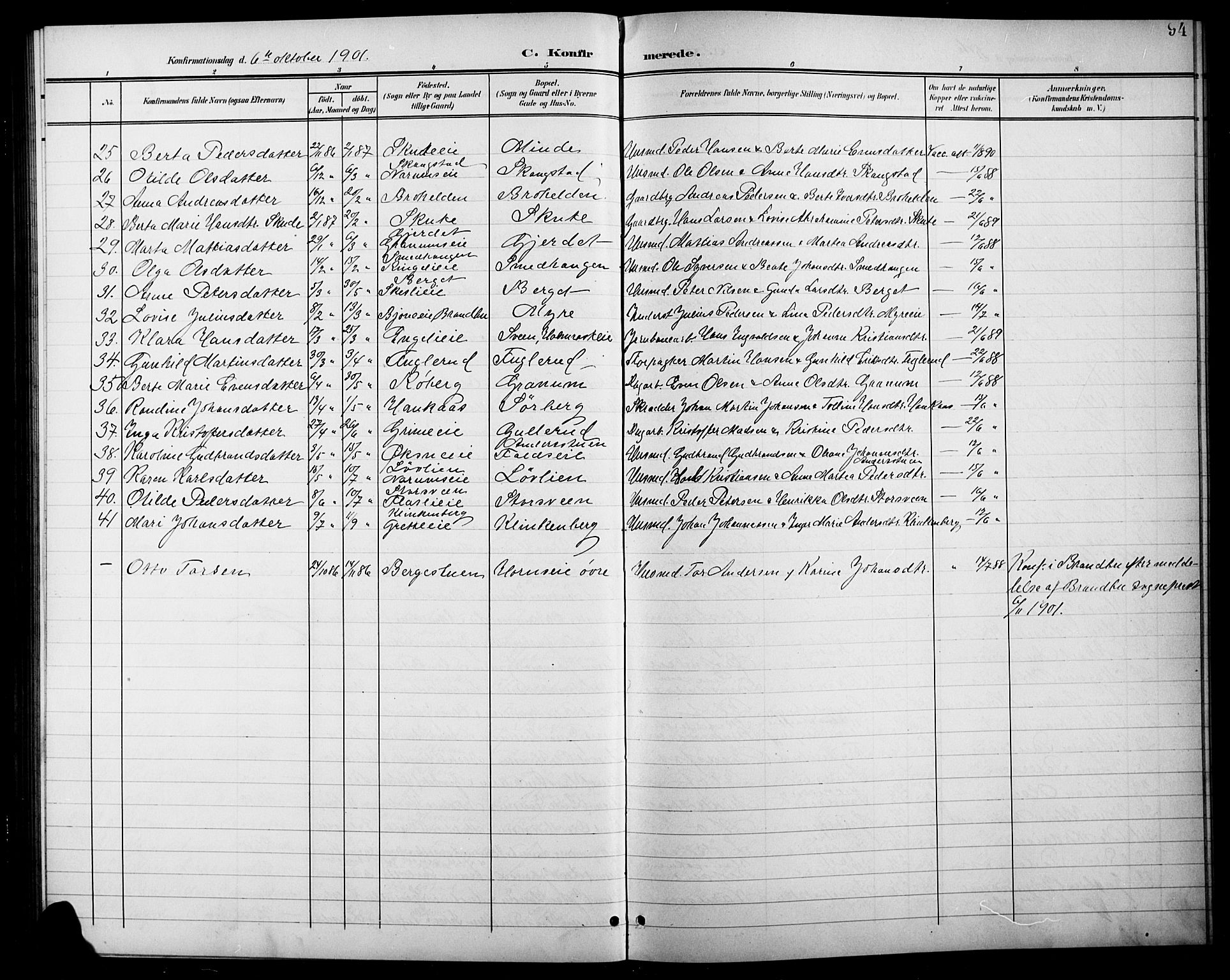 Søndre Land prestekontor, SAH/PREST-122/L/L0004: Parish register (copy) no. 4, 1901-1915, p. 94