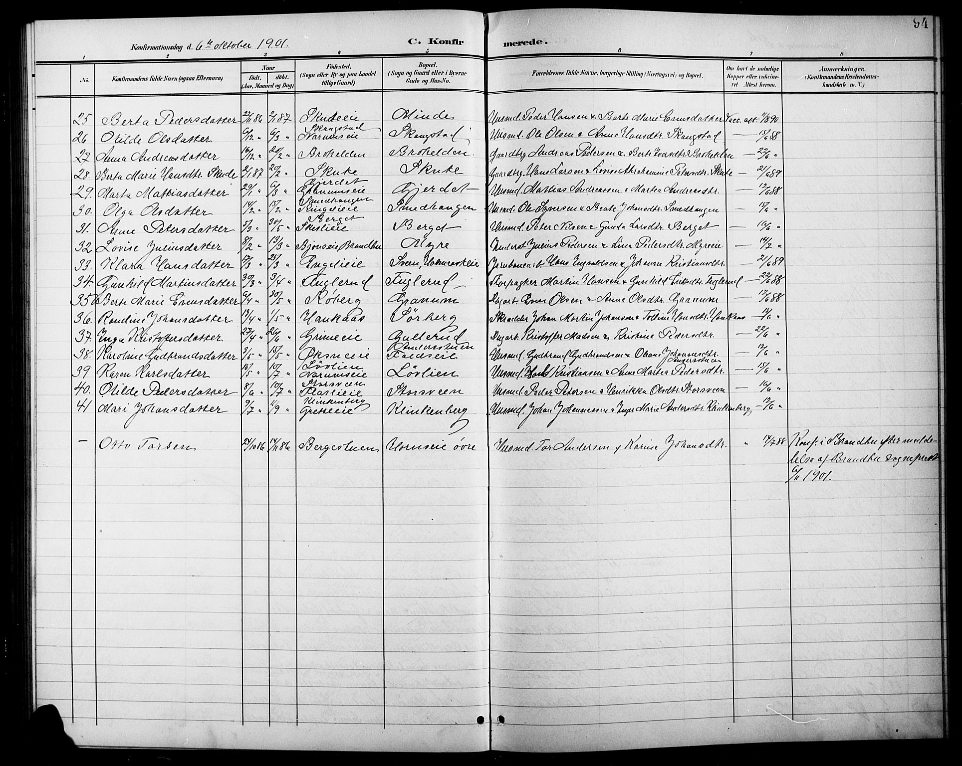 Søndre Land prestekontor, AV/SAH-PREST-122/L/L0004: Parish register (copy) no. 4, 1901-1915, p. 94