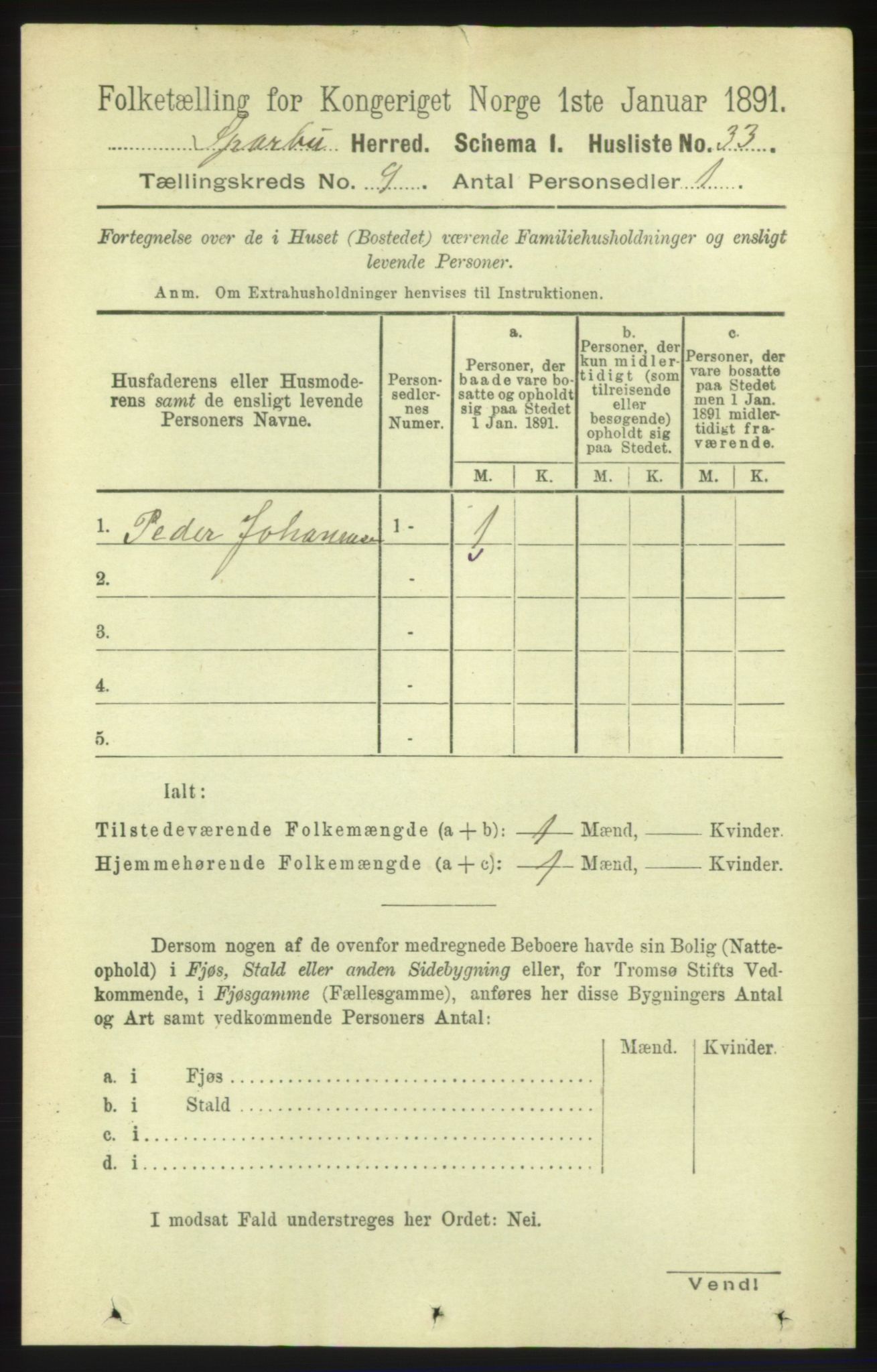 RA, 1891 census for 1731 Sparbu, 1891, p. 3045