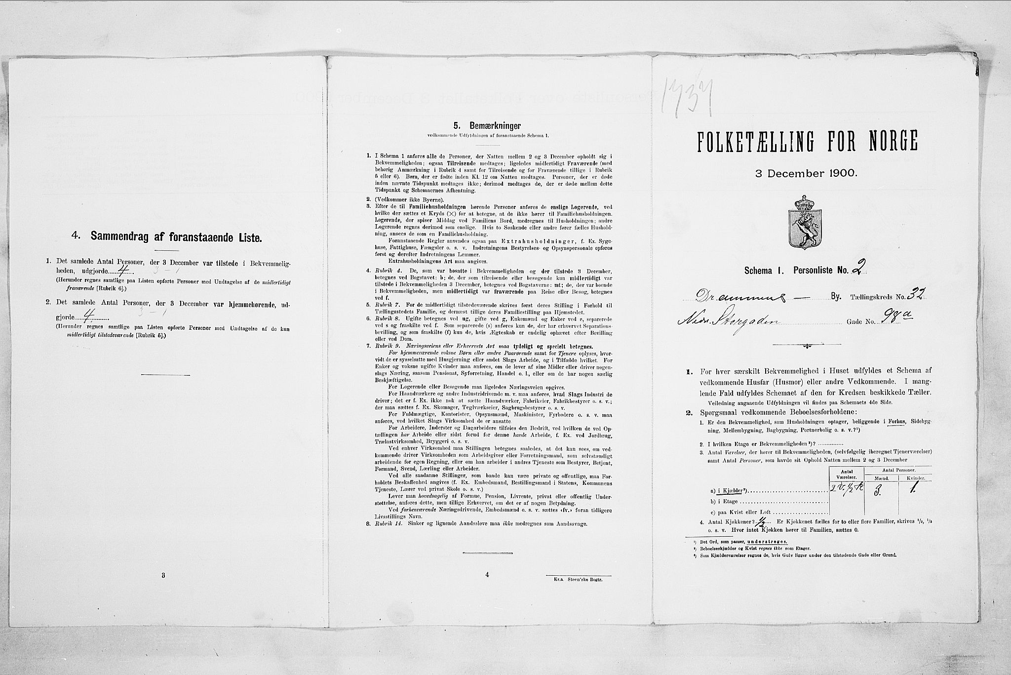 RA, 1900 census for Drammen, 1900, p. 5345