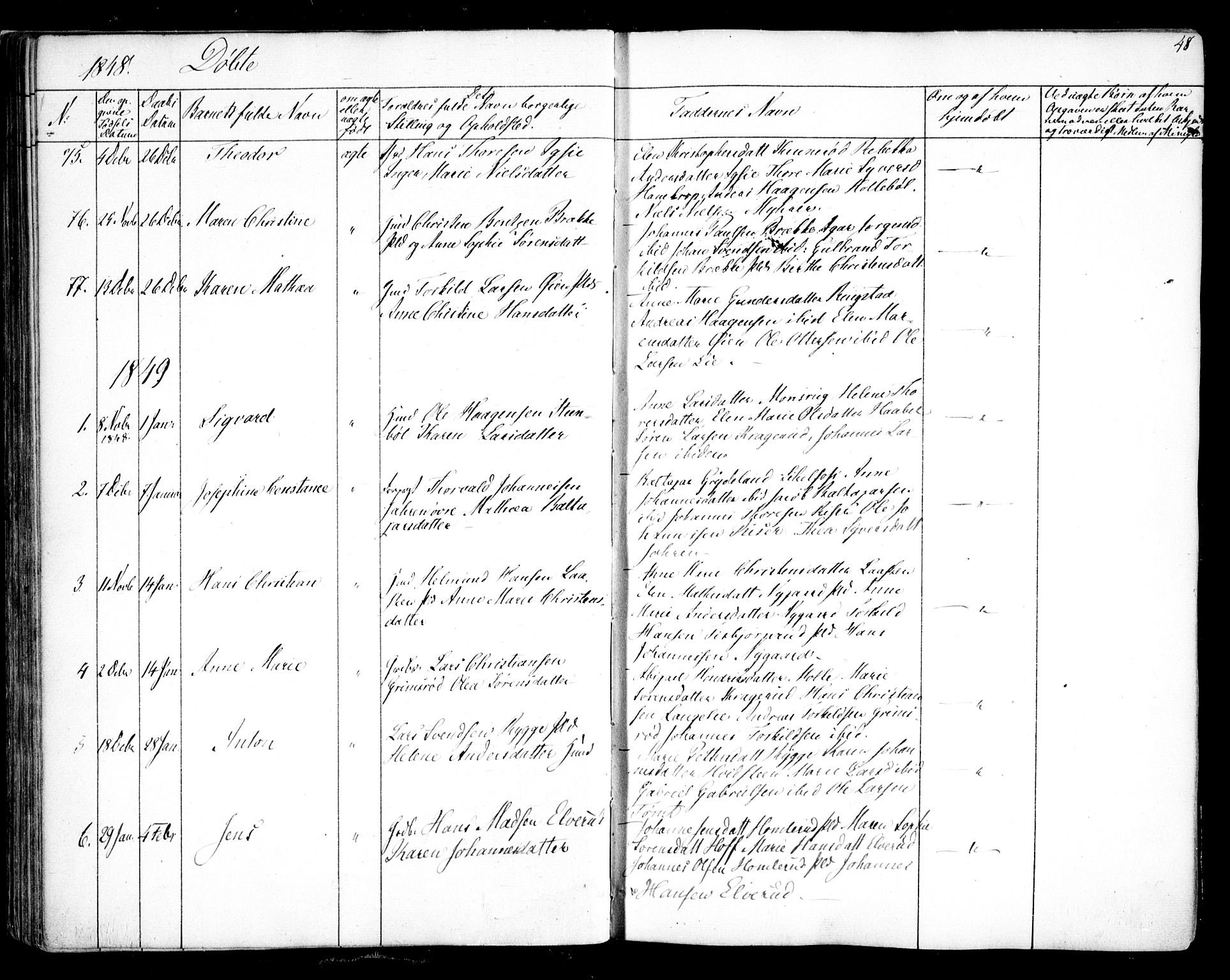 Hobøl prestekontor Kirkebøker, SAO/A-2002/F/Fa/L0003: Parish register (official) no. I 3, 1842-1864, p. 48